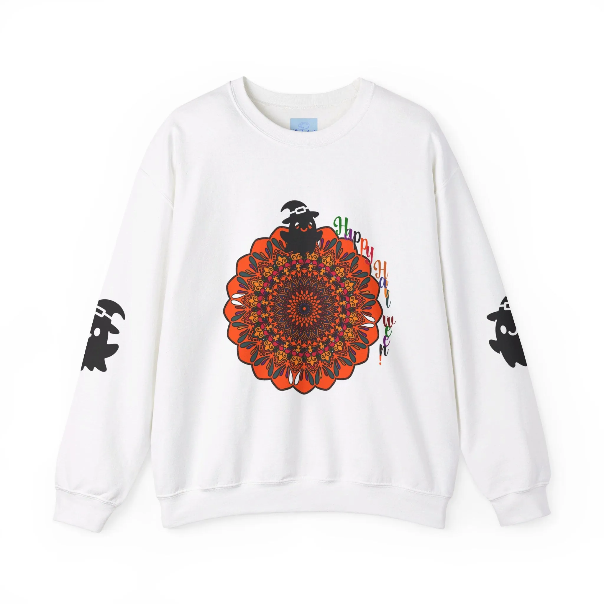 Handmade Mandala Ghost Sweatshirt - Unisex Crewneck Sweatshirt