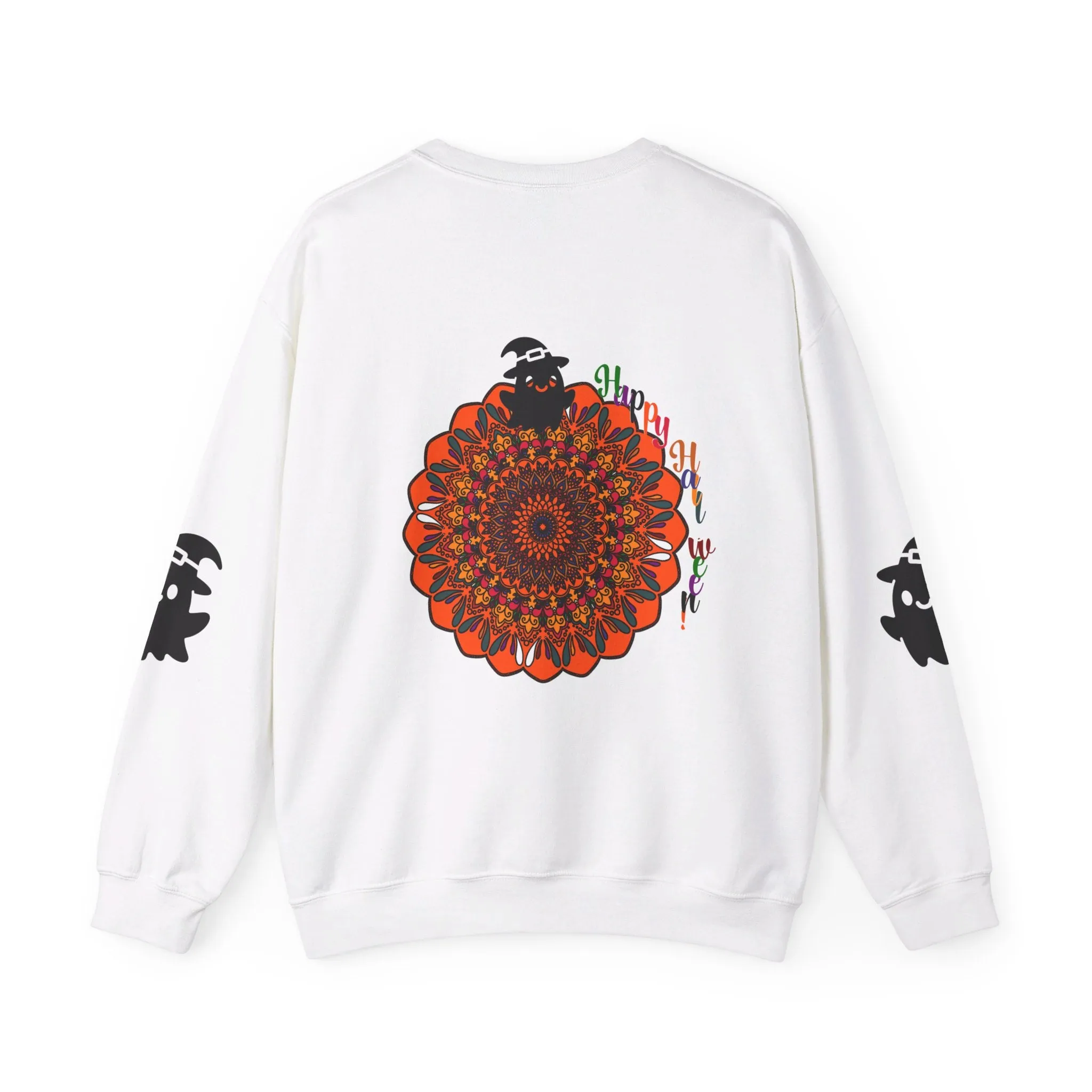 Handmade Mandala Ghost Sweatshirt - Unisex Crewneck Sweatshirt