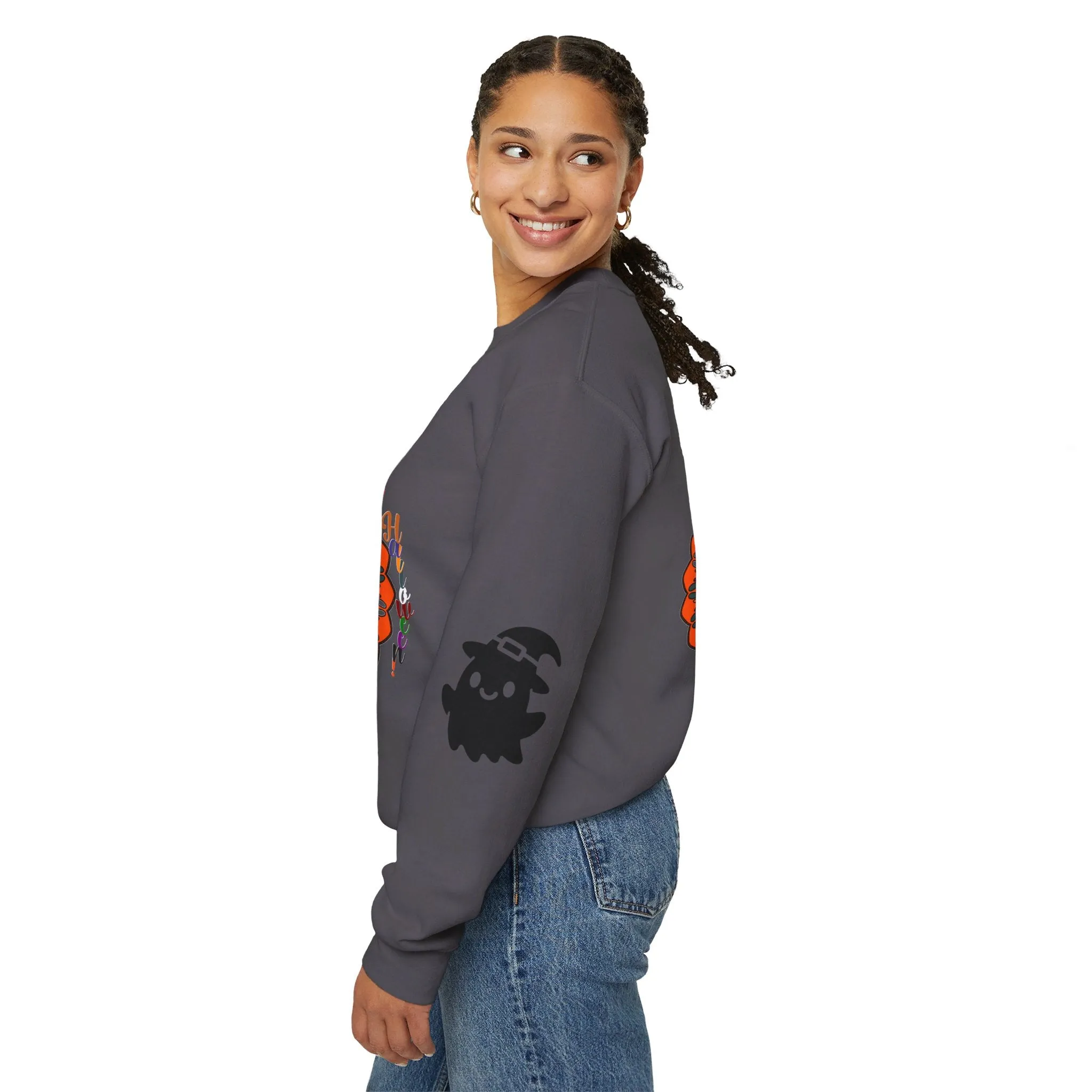 Handmade Mandala Ghost Sweatshirt - Unisex Crewneck Sweatshirt