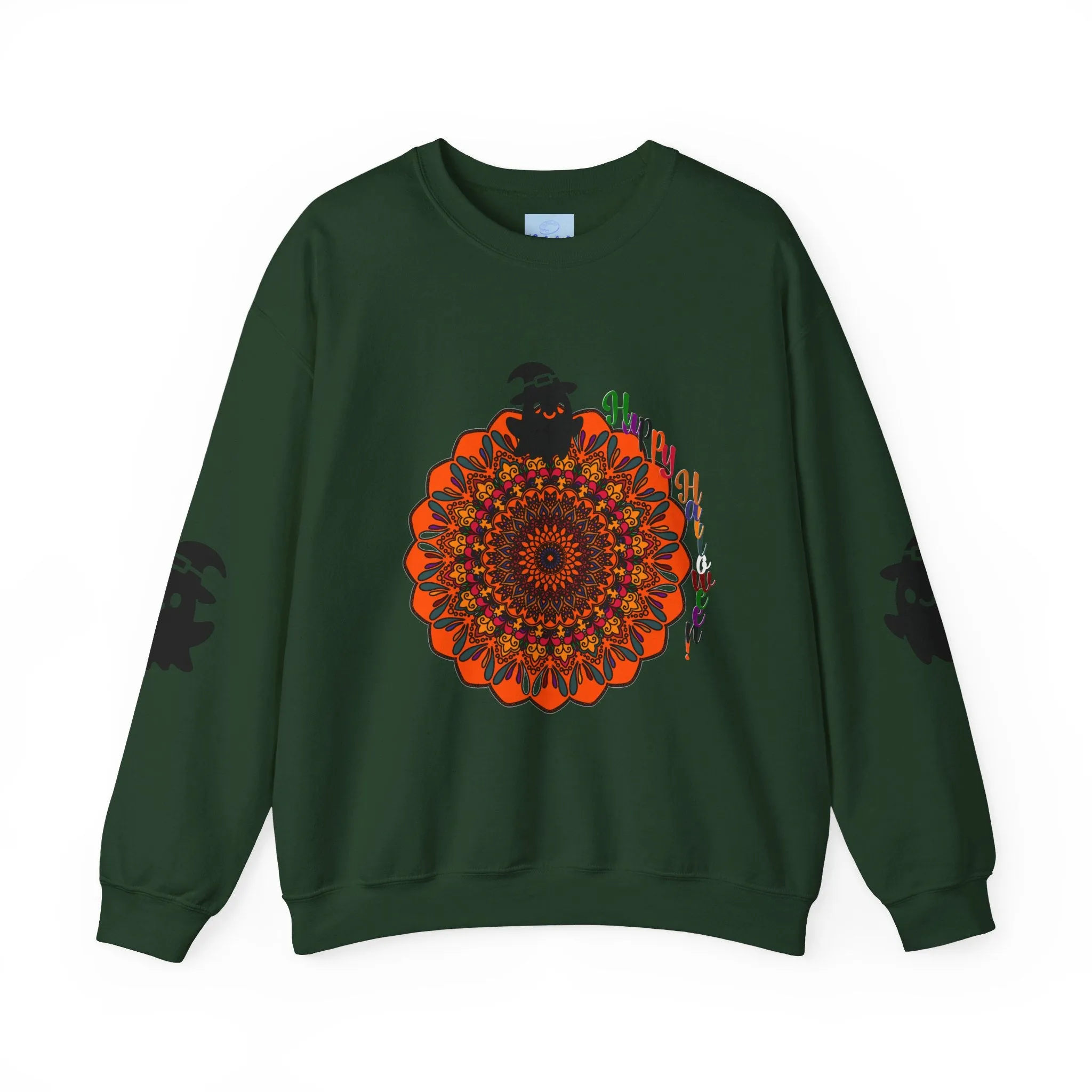 Handmade Mandala Ghost Sweatshirt - Unisex Crewneck Sweatshirt