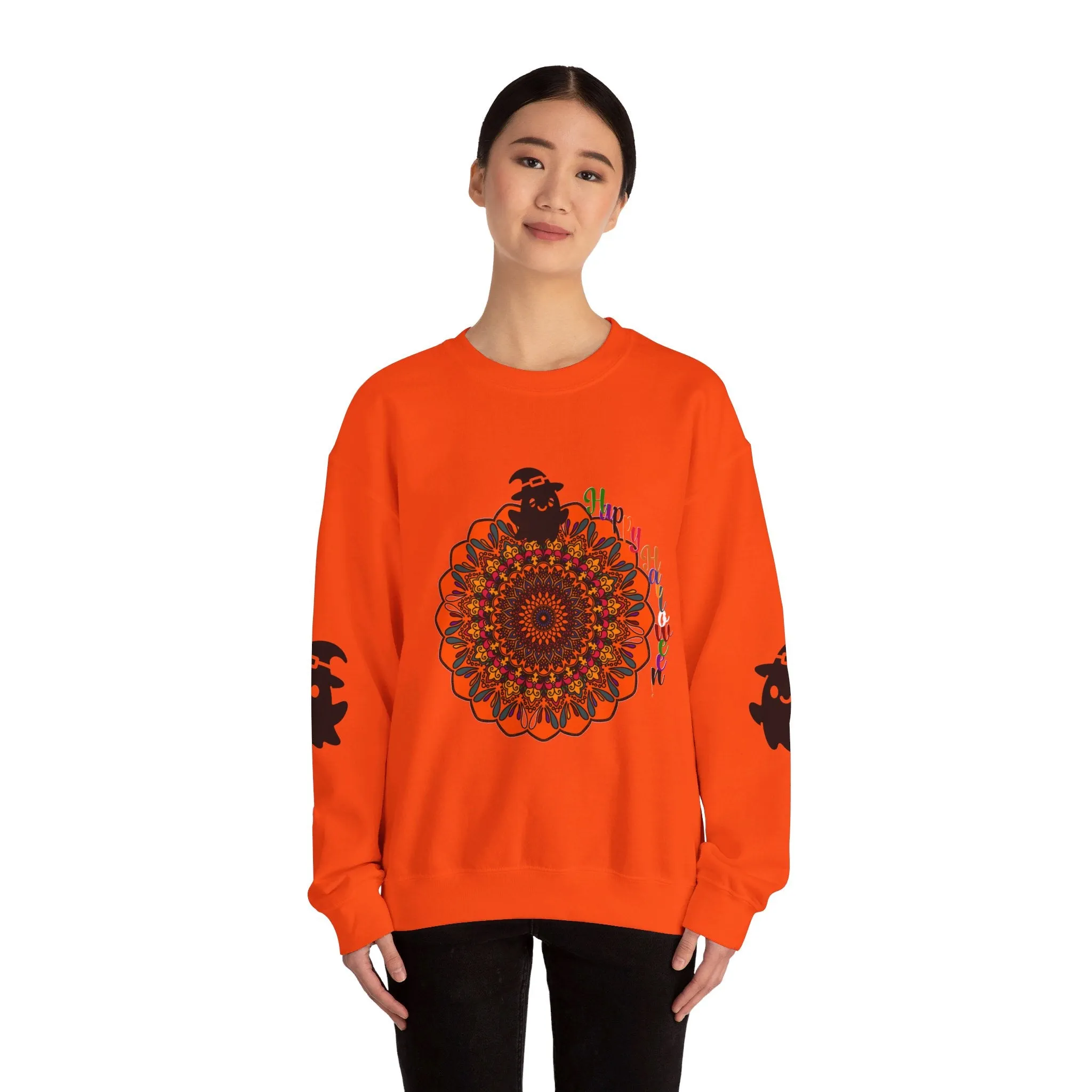 Handmade Mandala Ghost Sweatshirt - Unisex Crewneck Sweatshirt