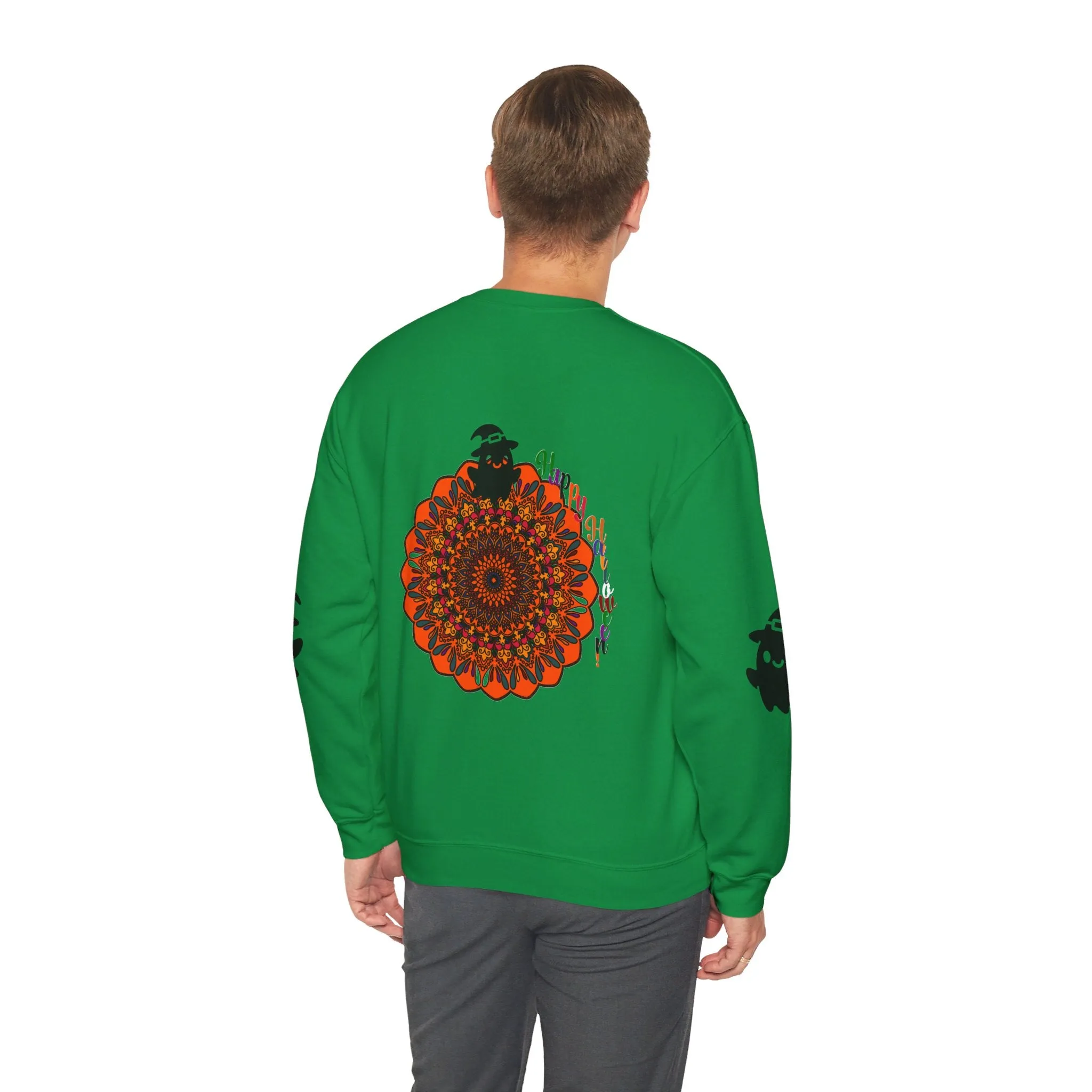 Handmade Mandala Ghost Sweatshirt - Unisex Crewneck Sweatshirt