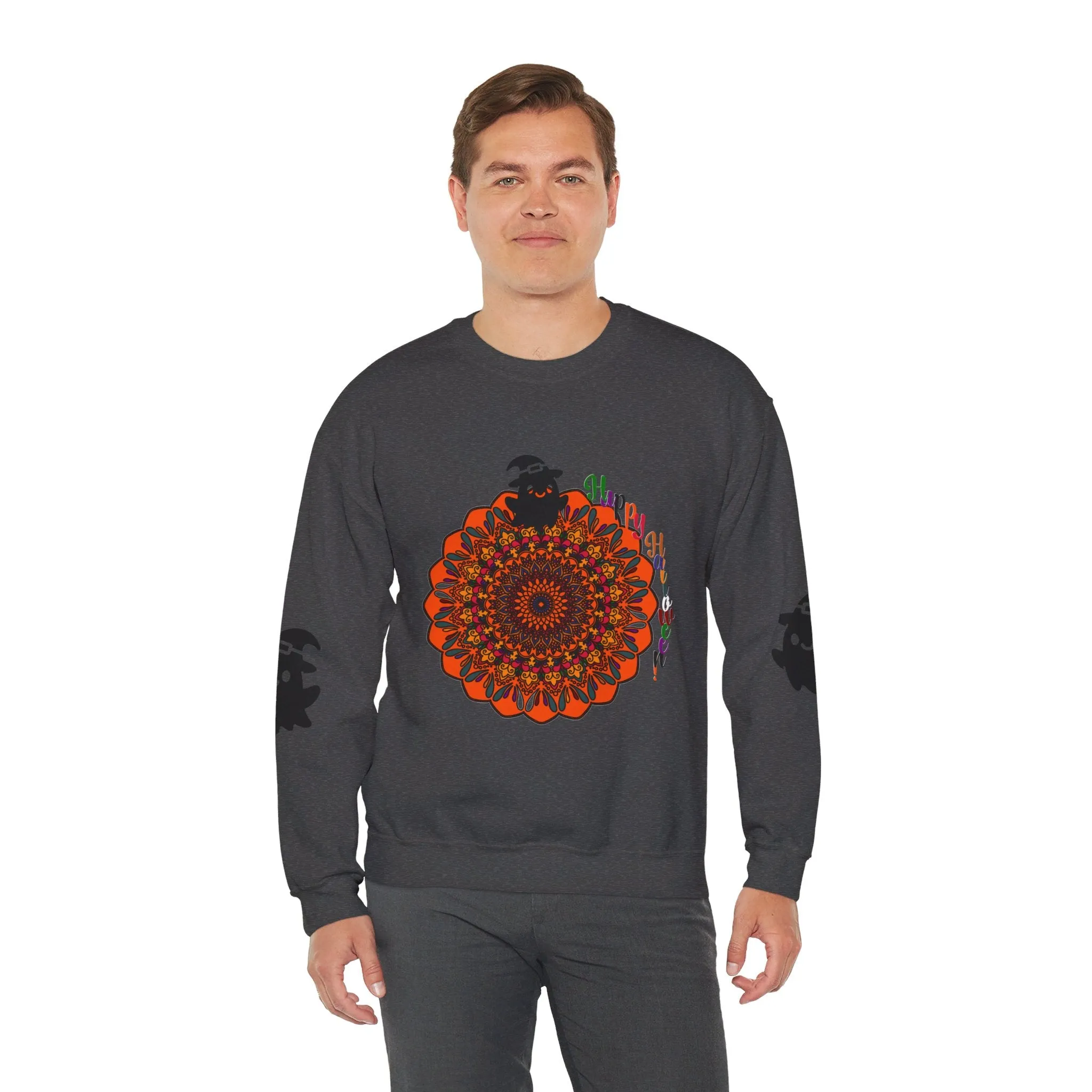 Handmade Mandala Ghost Sweatshirt - Unisex Crewneck Sweatshirt