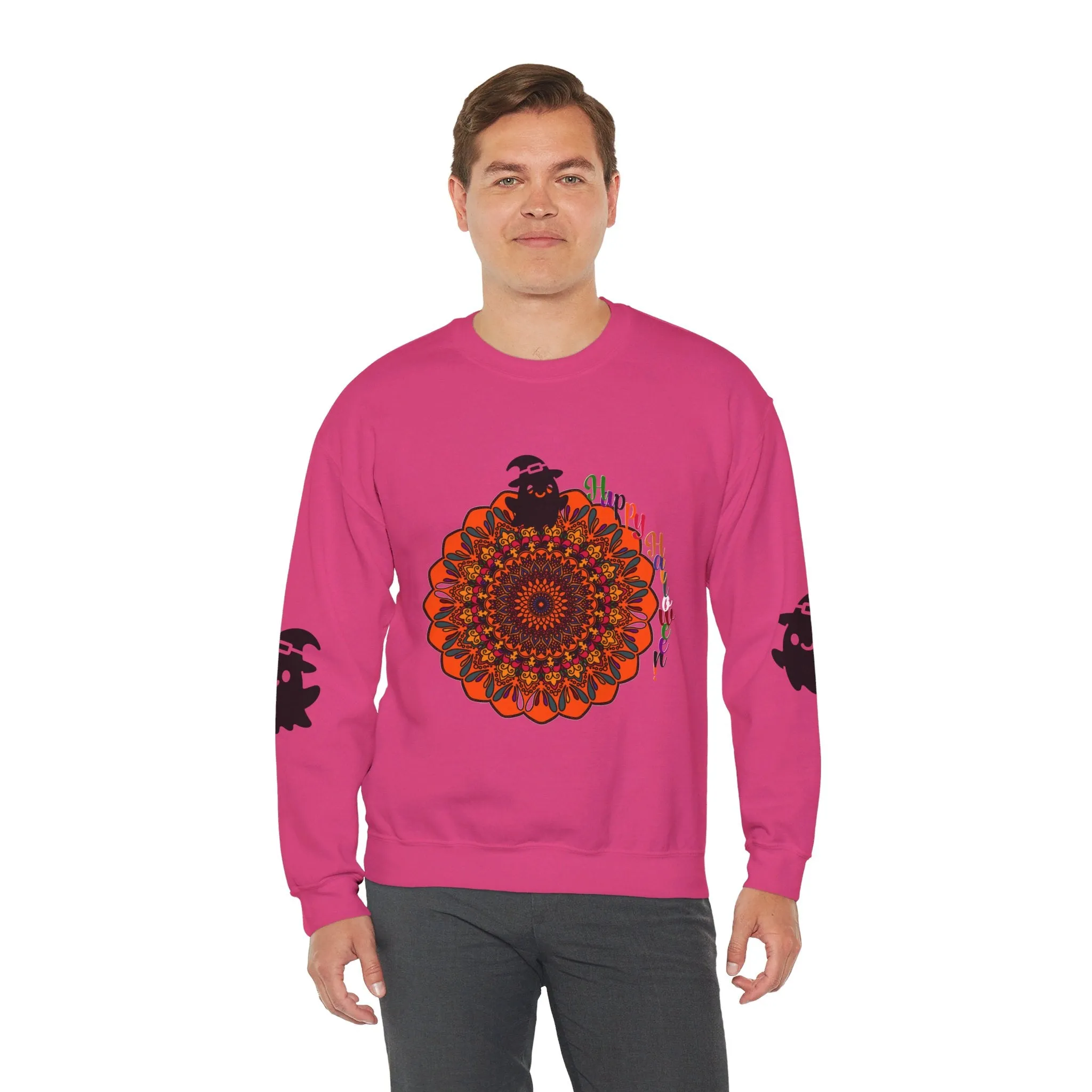 Handmade Mandala Ghost Sweatshirt - Unisex Crewneck Sweatshirt