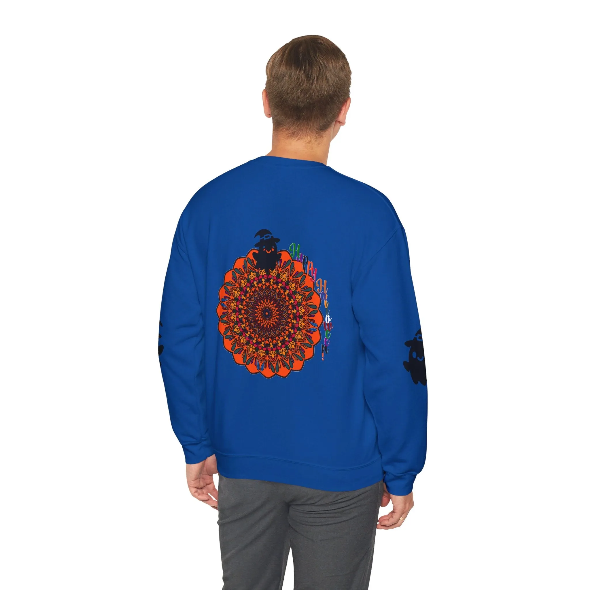 Handmade Mandala Ghost Sweatshirt - Unisex Crewneck Sweatshirt