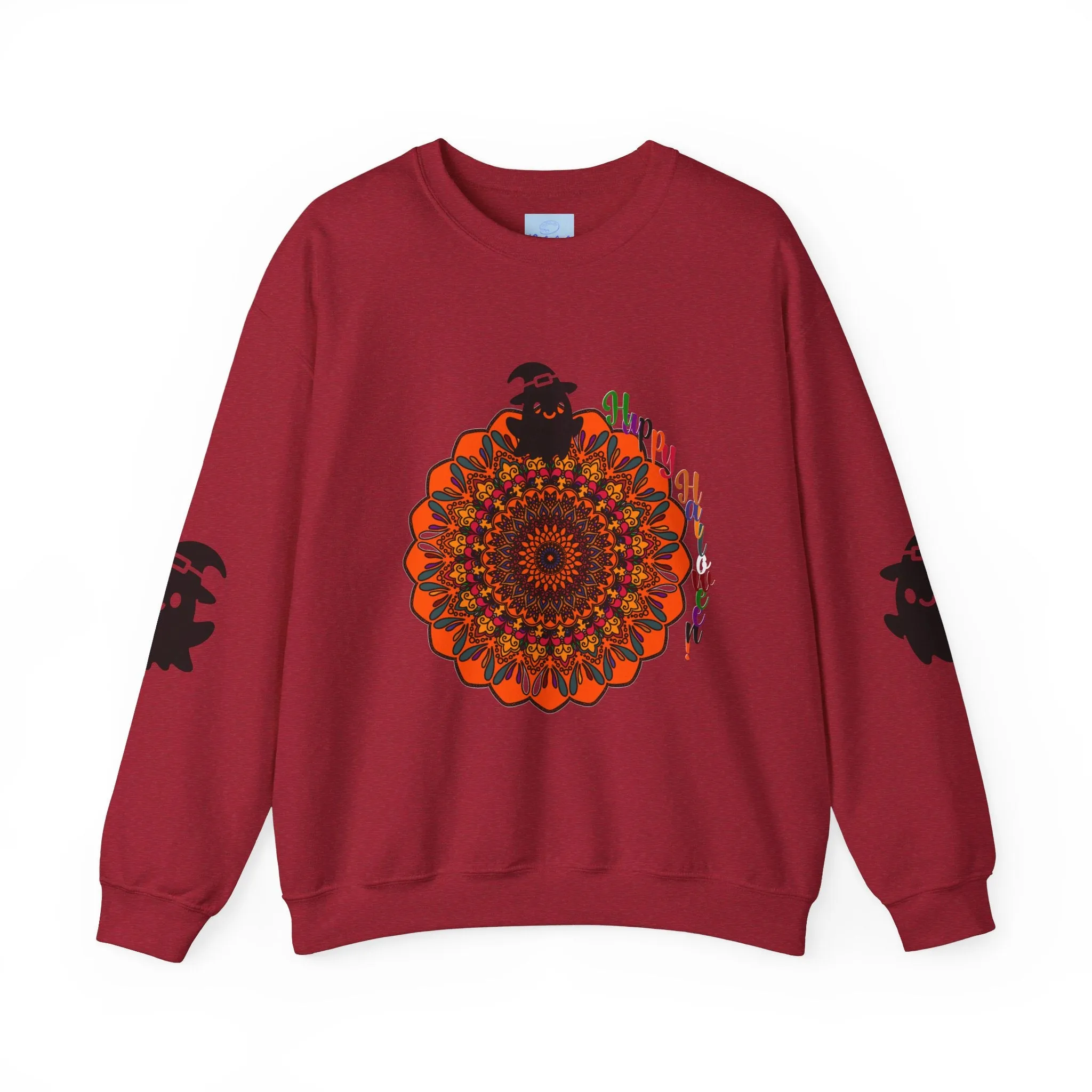 Handmade Mandala Ghost Sweatshirt - Unisex Crewneck Sweatshirt