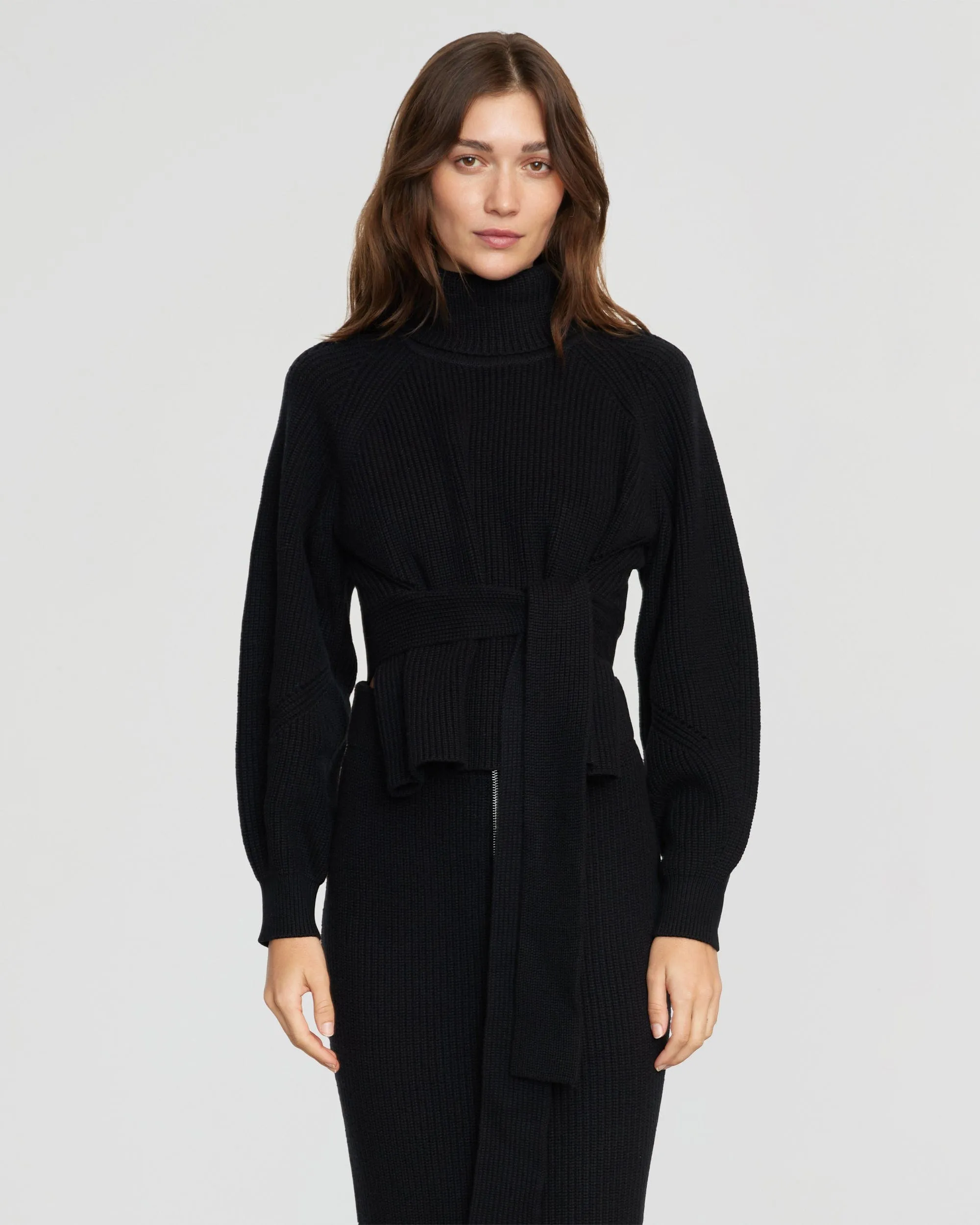 Hiwa Tie-Waist Turtleneck Sweater