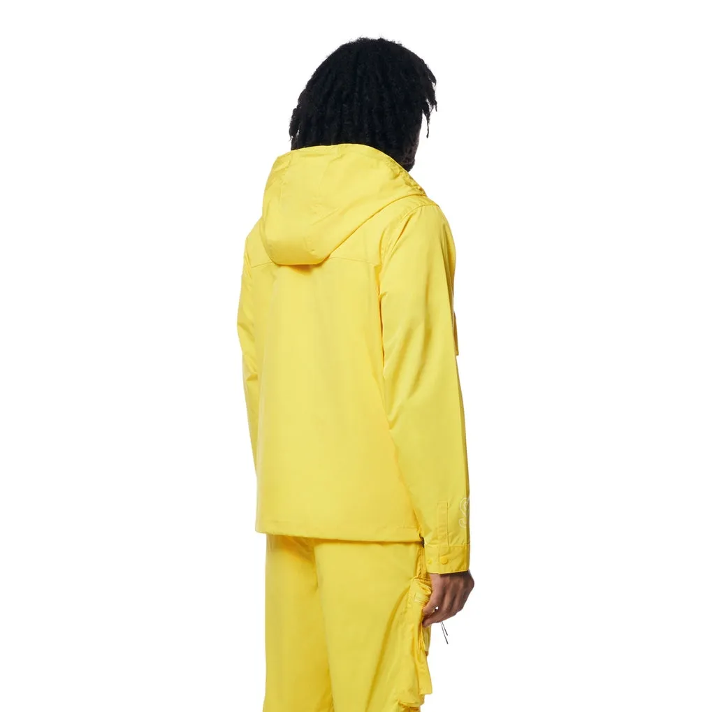 Hooded Full Zip Utility Windbreaker Jacket - Canary