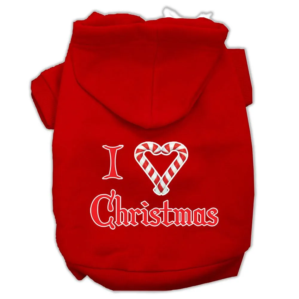 I Heart Christmas Screen Print Pet Hoodies Red Size XL (16)