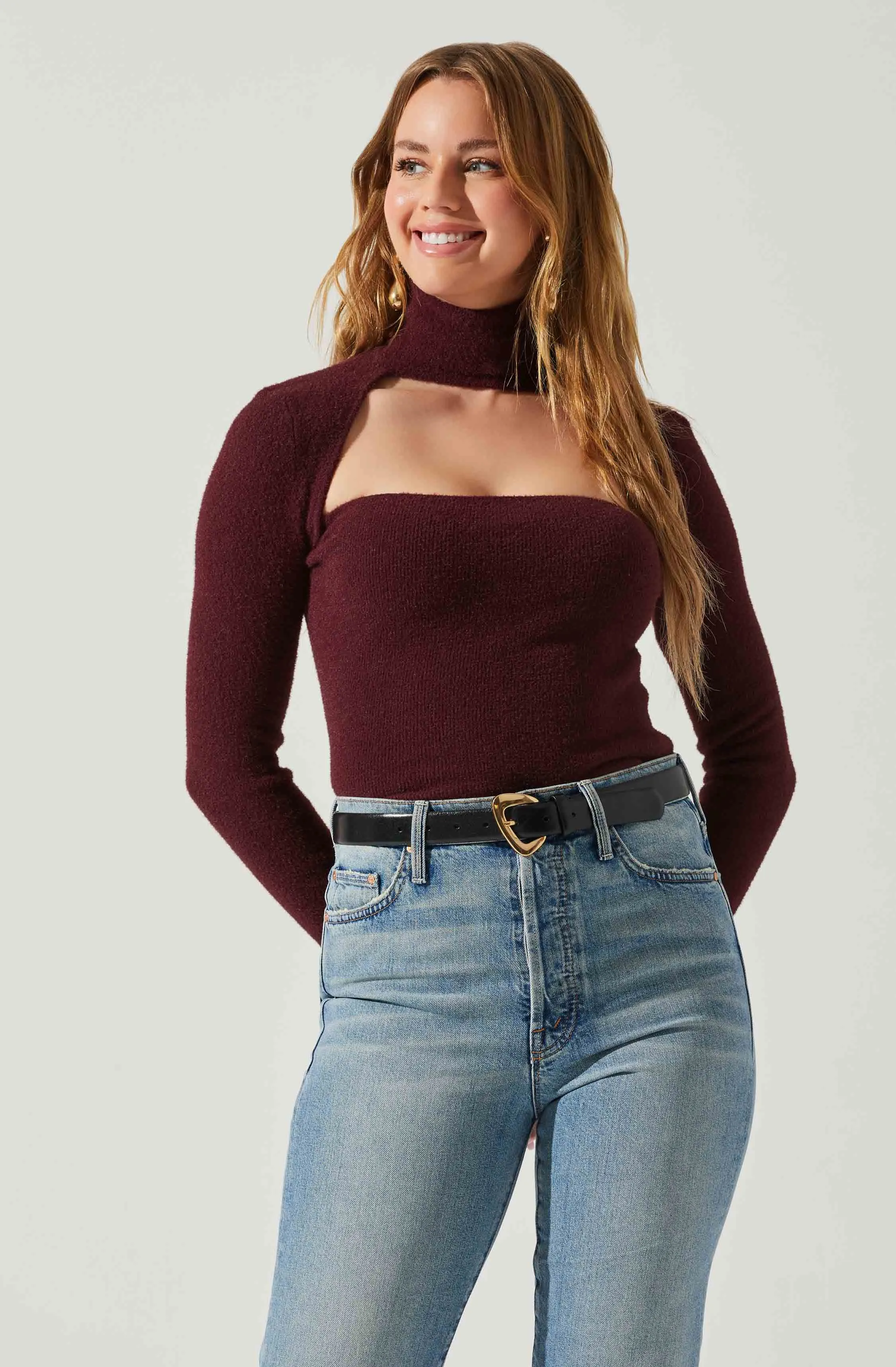 Izabella Turtleneck Cutout Sweater