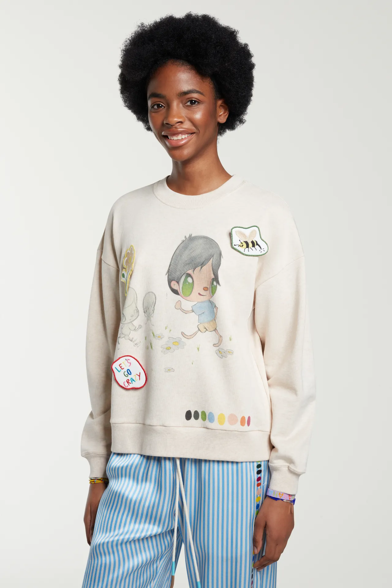 Javier Printed Sweater With Velcro Patches & Pouch