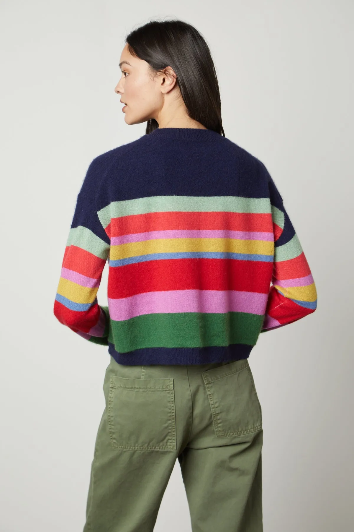 KACEY CASHMERE STRIPED CREW NECK SWEATER