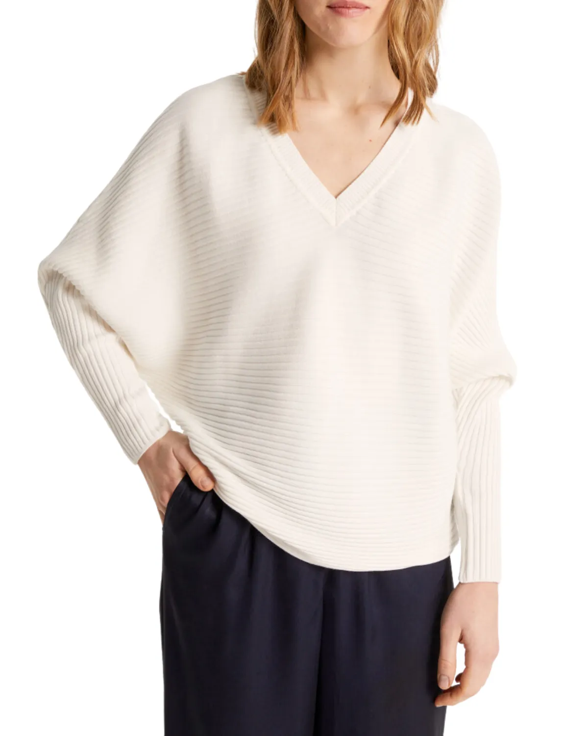 Lison Double V-Neck Sweater (Ecru)