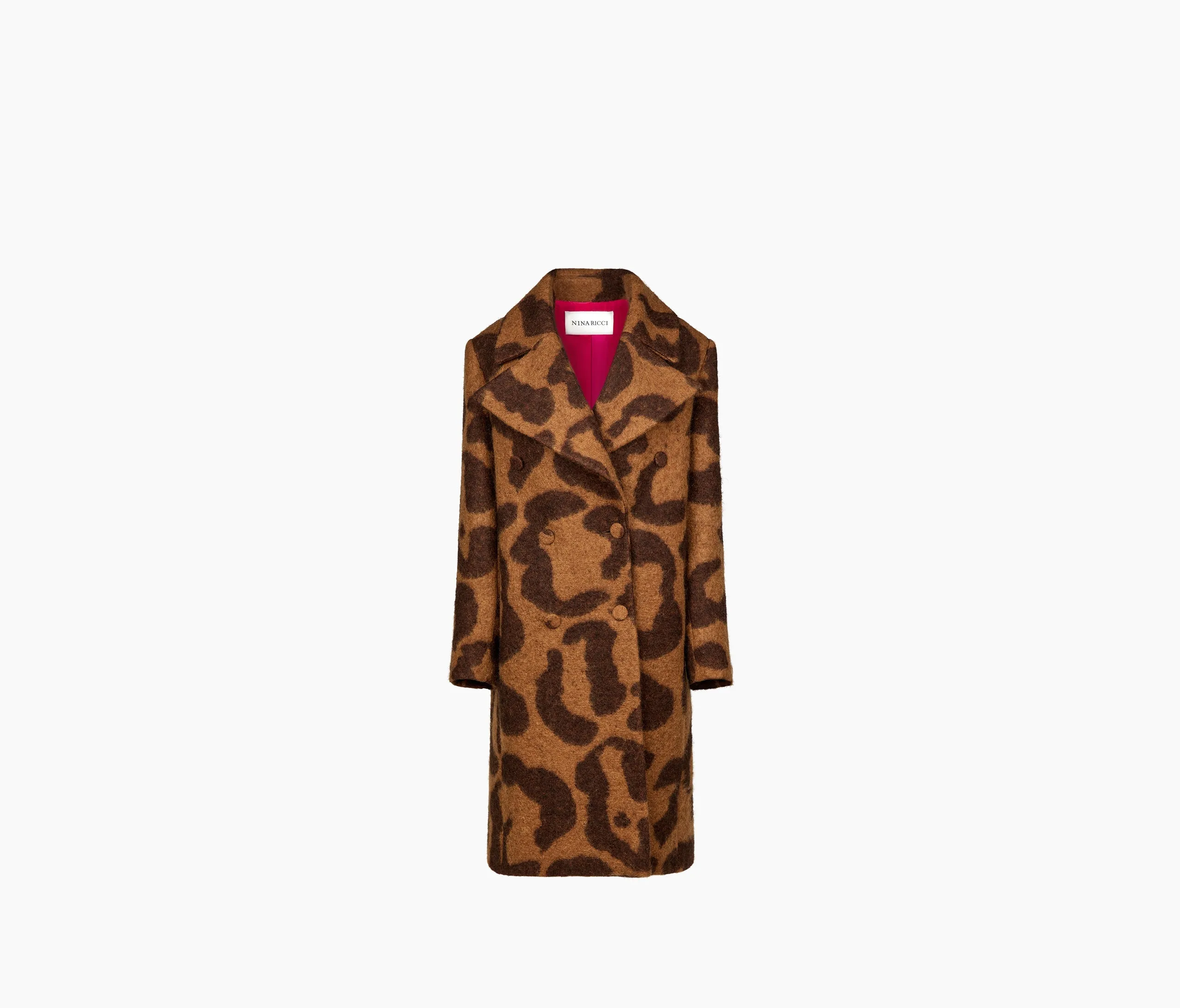 LONG STRAIGHT WOOL BLEND COAT LEOPARD 23ACMA001WV0317M7243