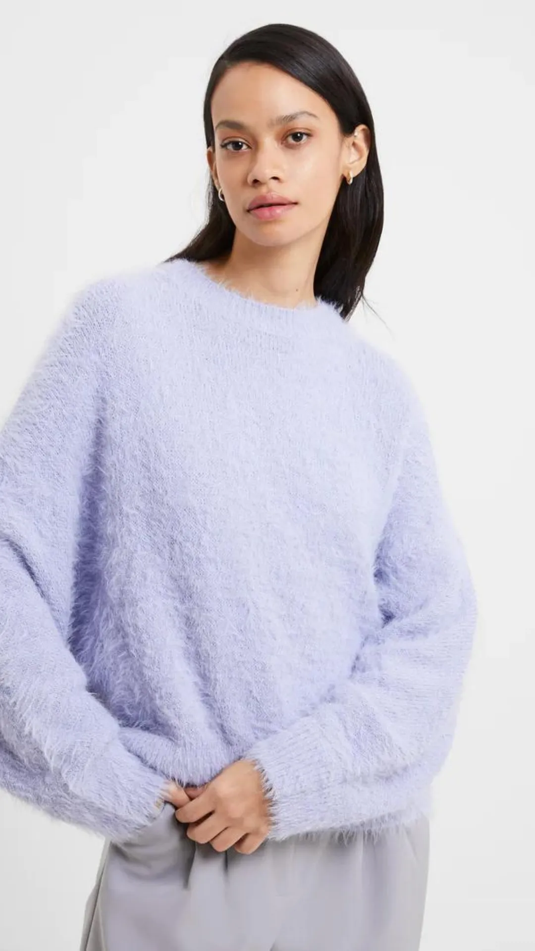 Meena Fluffy Boat Neck Sweater - Cosmic Sky