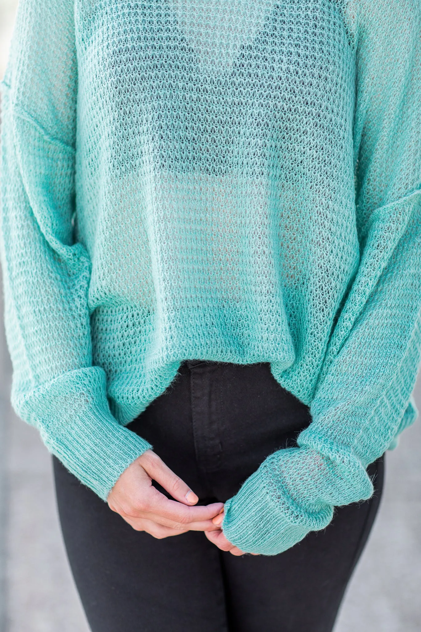 Melinda V-Neck Knit Sweater Jade