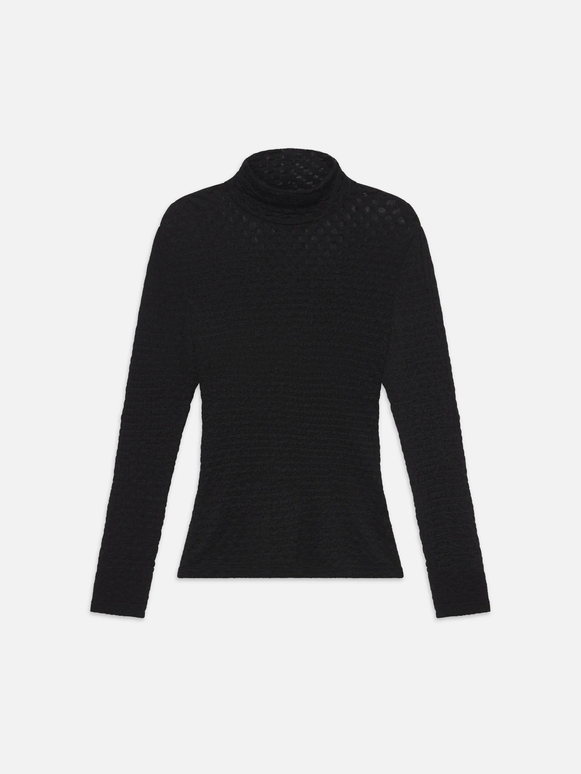 Mesh Lace Turtleneck -- Noir