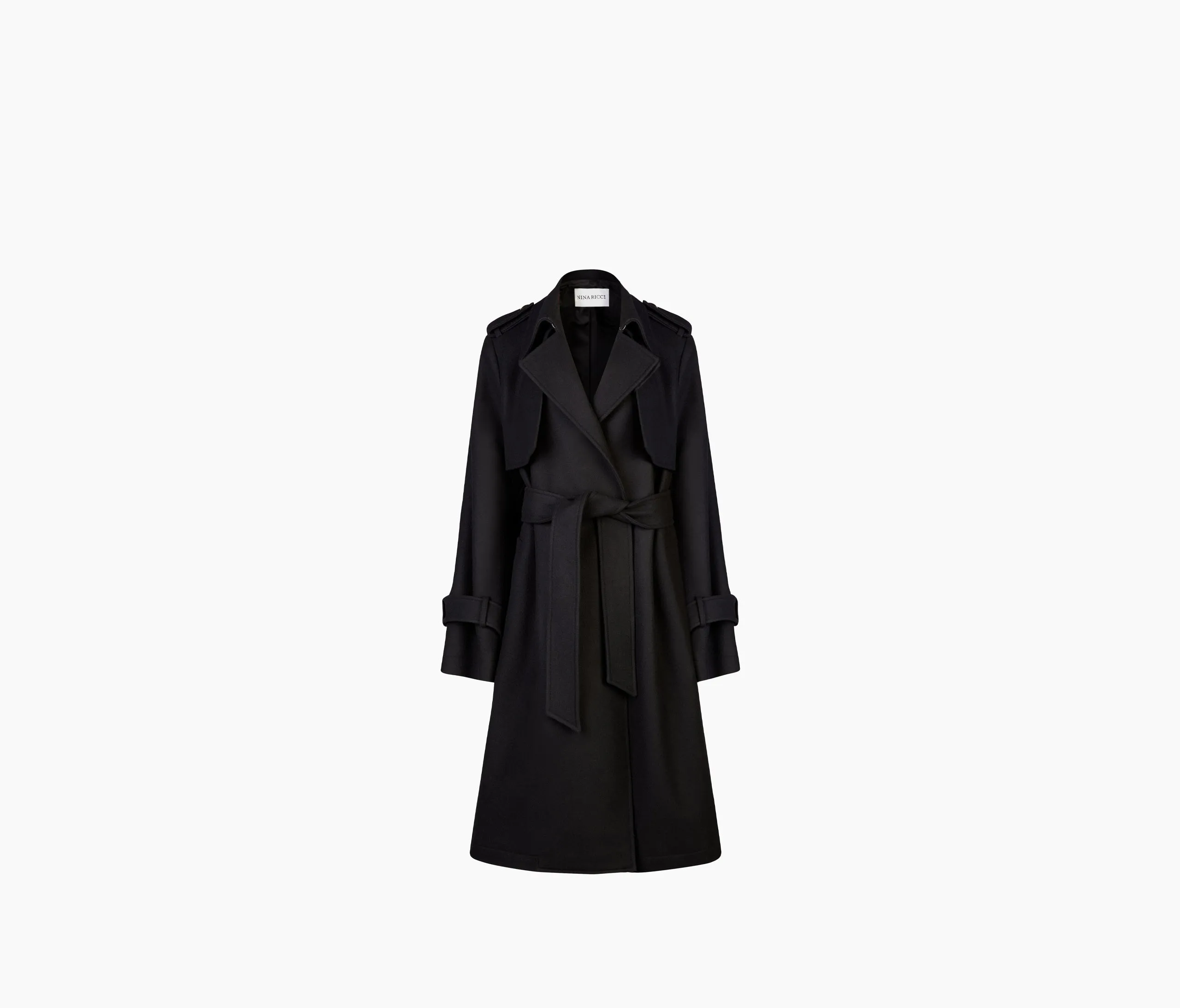 MID-LONG BELTED WOOL BLEND COAT BLACK 23ACMA005WO0353U9000