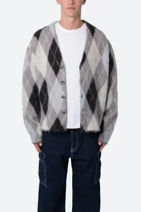 Mohair Cardigan Sweater - Black/White