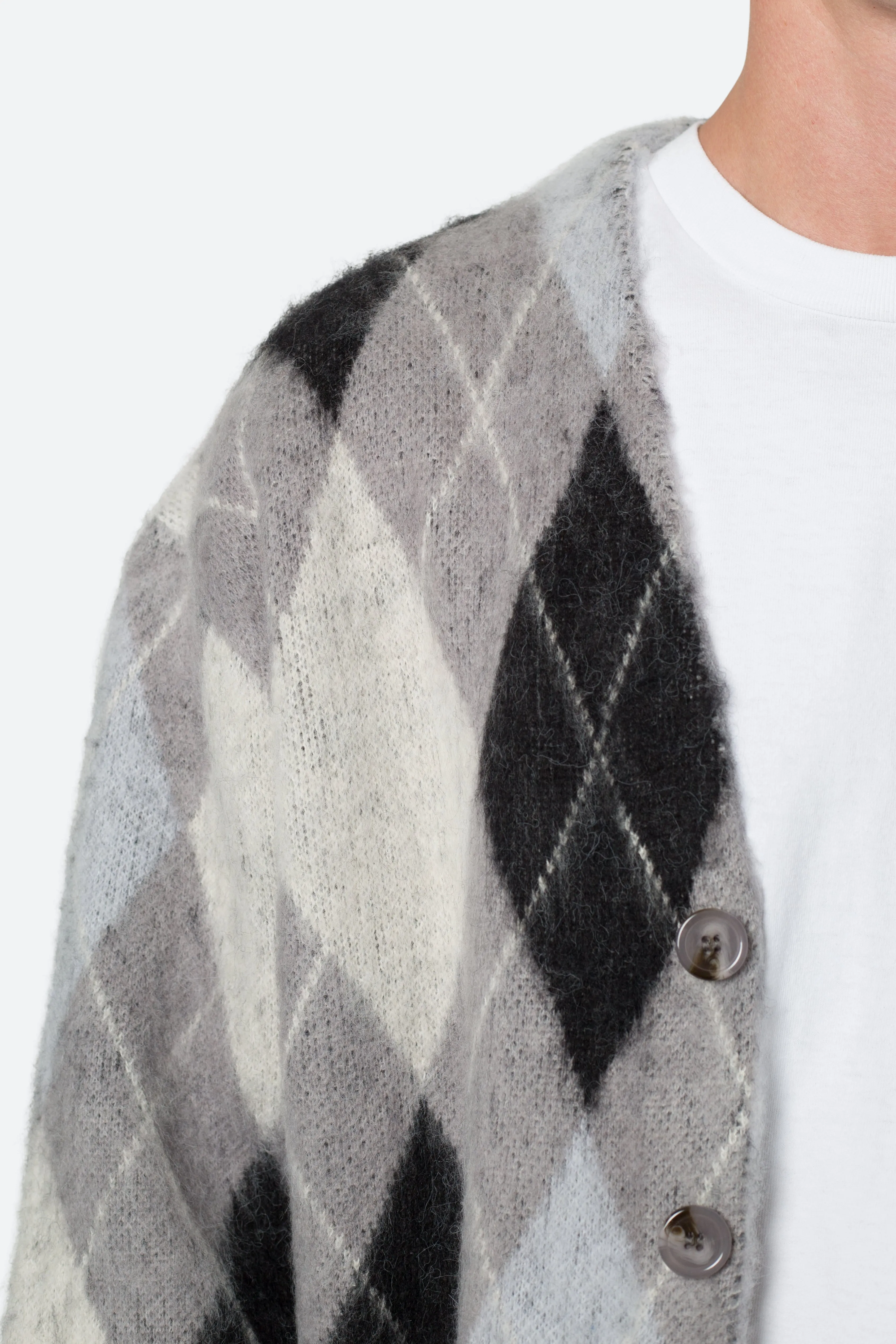 Mohair Cardigan Sweater - Black/White