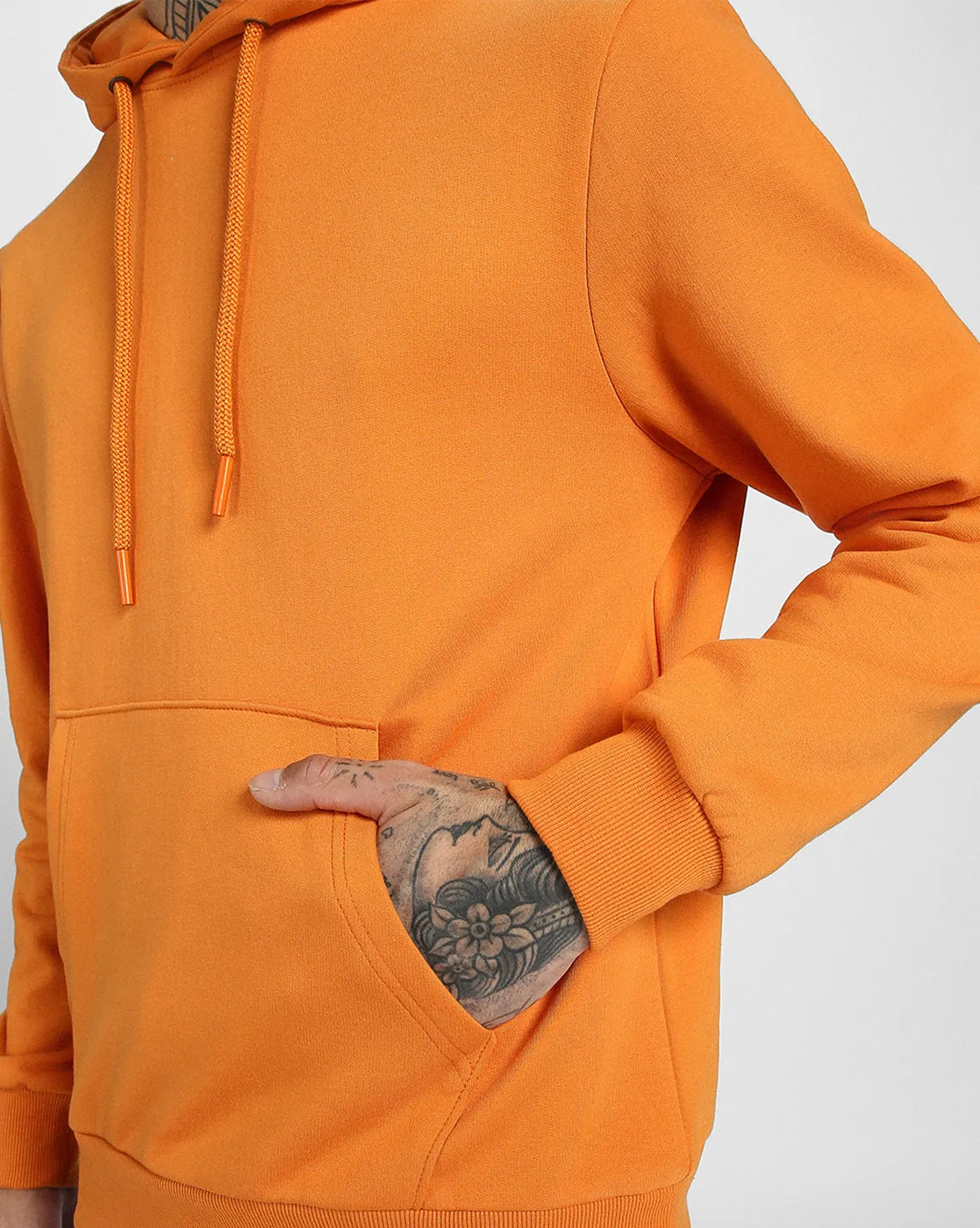 Orange Solid Regular Hoodie