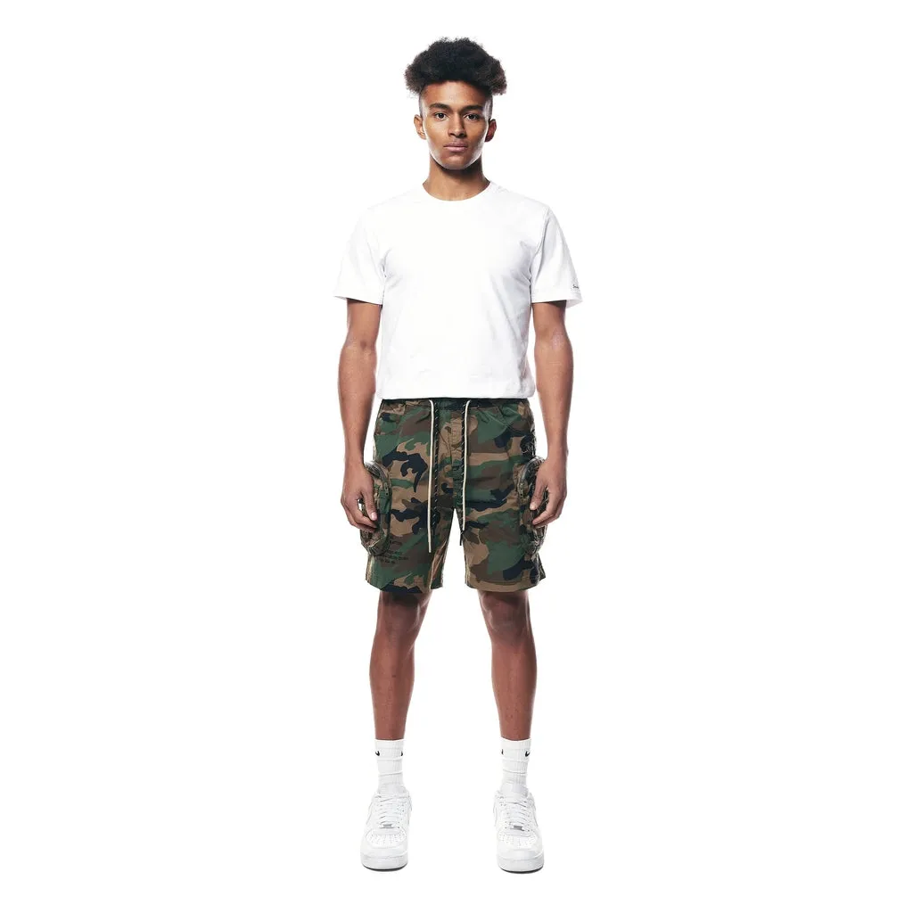 Printed Utility Lounge Windbreaker Shorts - Wood Camo