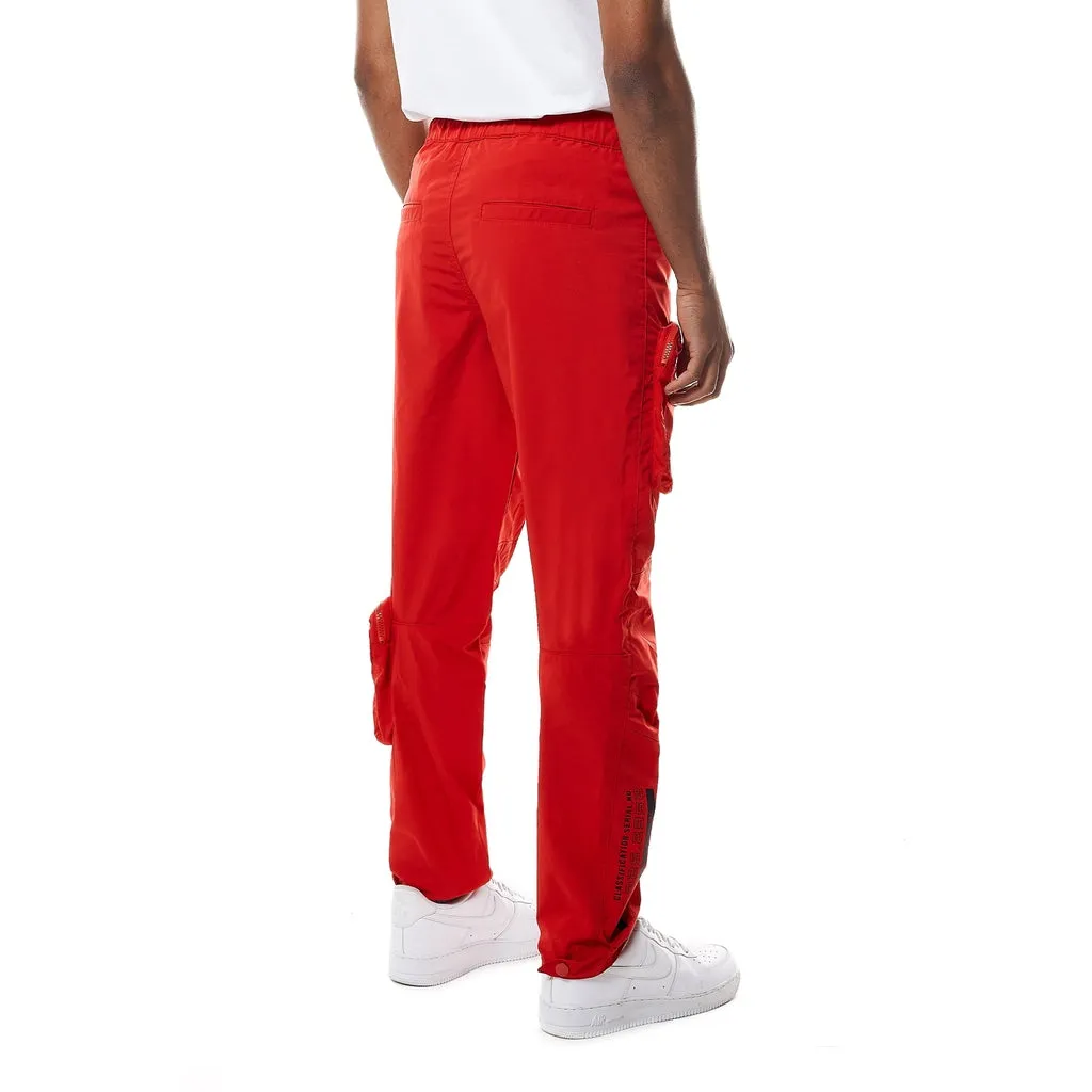 Printed Utility Windbreaker Joggers - Red