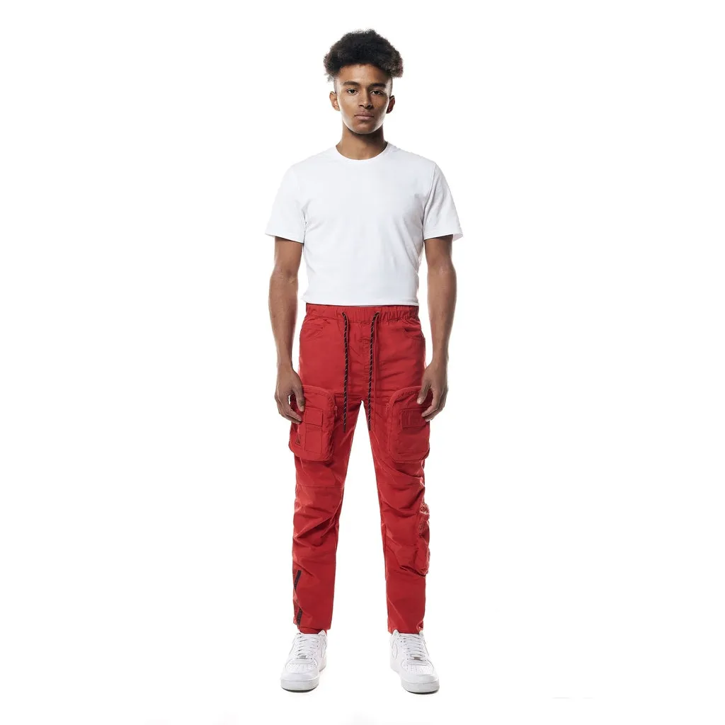 Printed Utility Windbreaker Joggers - Red