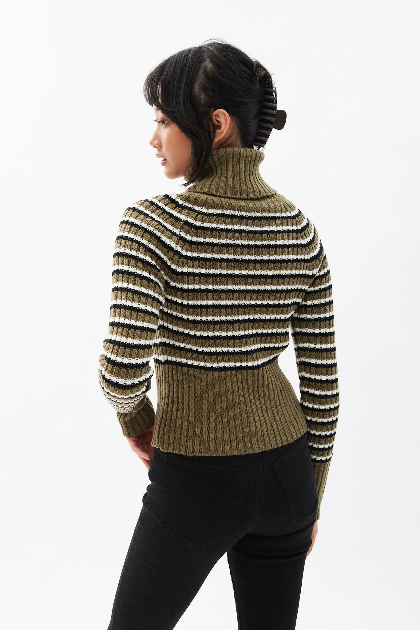 Ribbed Long Sleeve Turtleneck Sweater