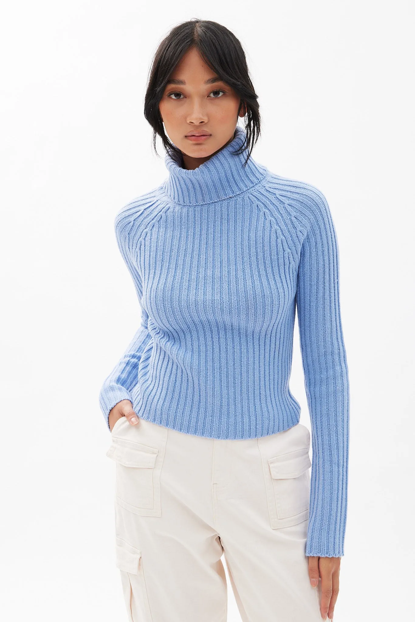 Ribbed Long Sleeve Turtleneck Sweater