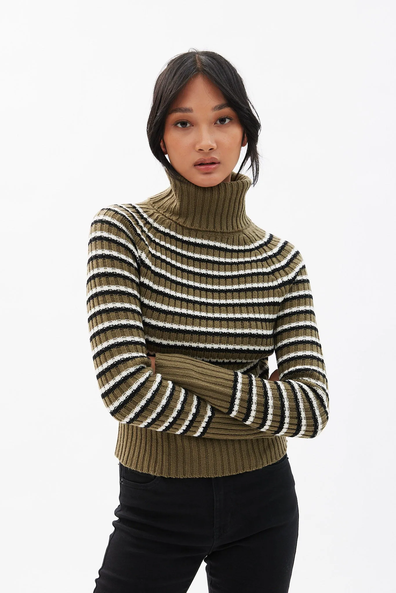 Ribbed Long Sleeve Turtleneck Sweater