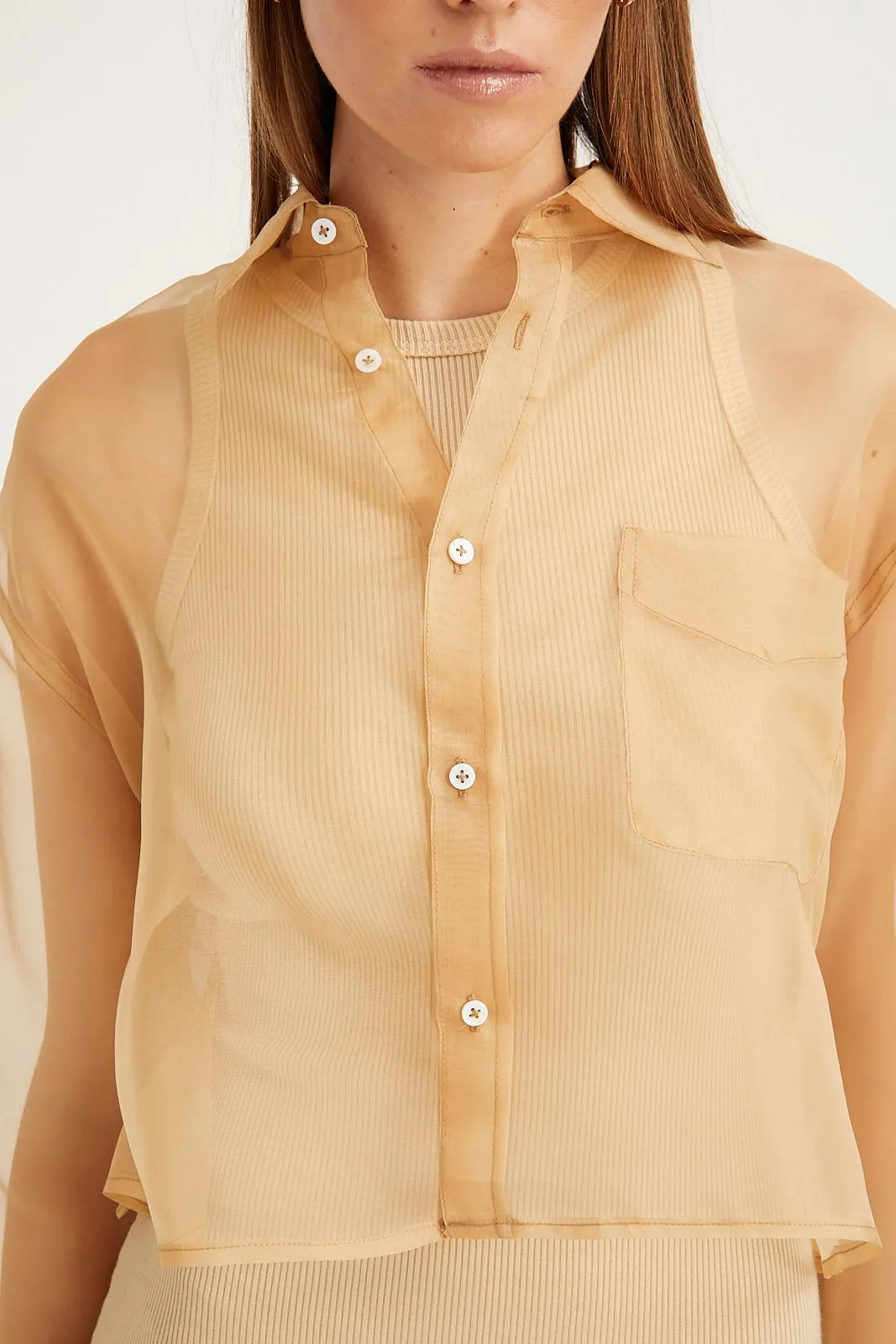 Sahara Organza Cropped Button Down