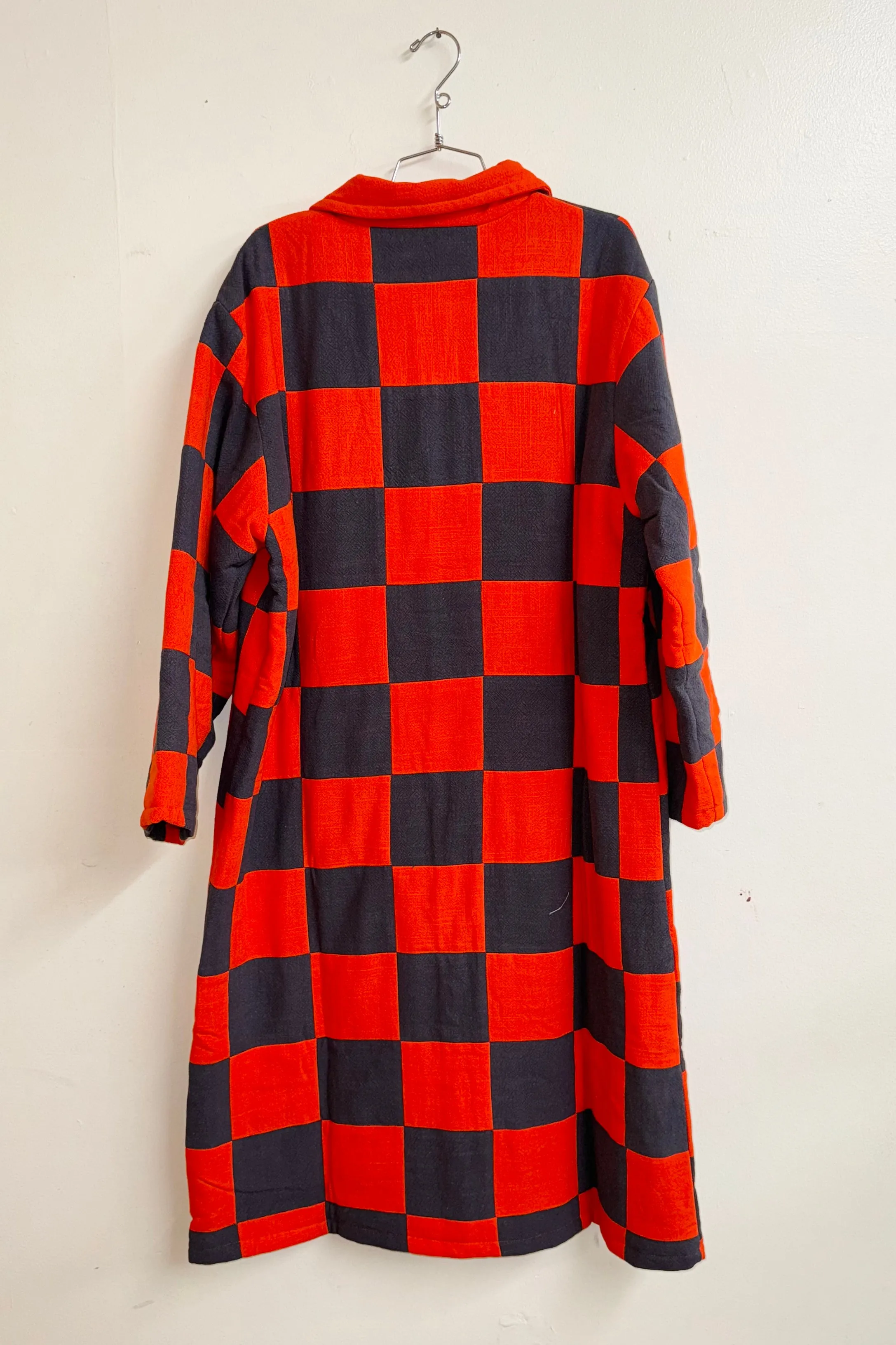 Scrap #18 Blood Orange/Charcoal Chessboard Coat M/L