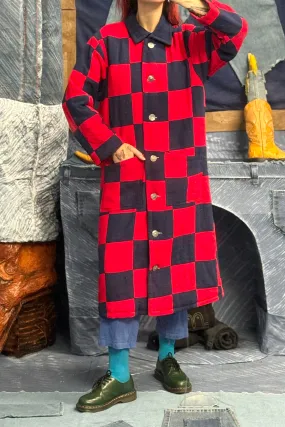 Scrap Red/Navy Chessboard Coat XS/S