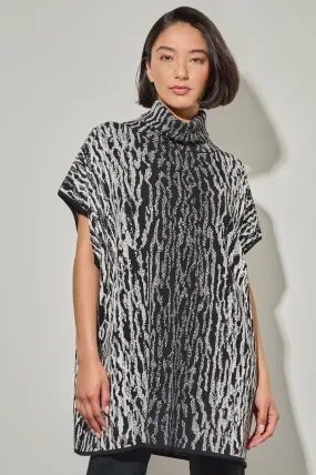 Short Sleeve Animal Print Turtleneck Tunic