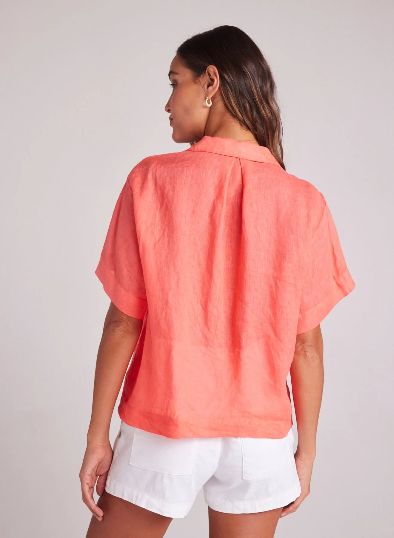 Short Sleeve Flowy Button Down - Hibiscus Bloom