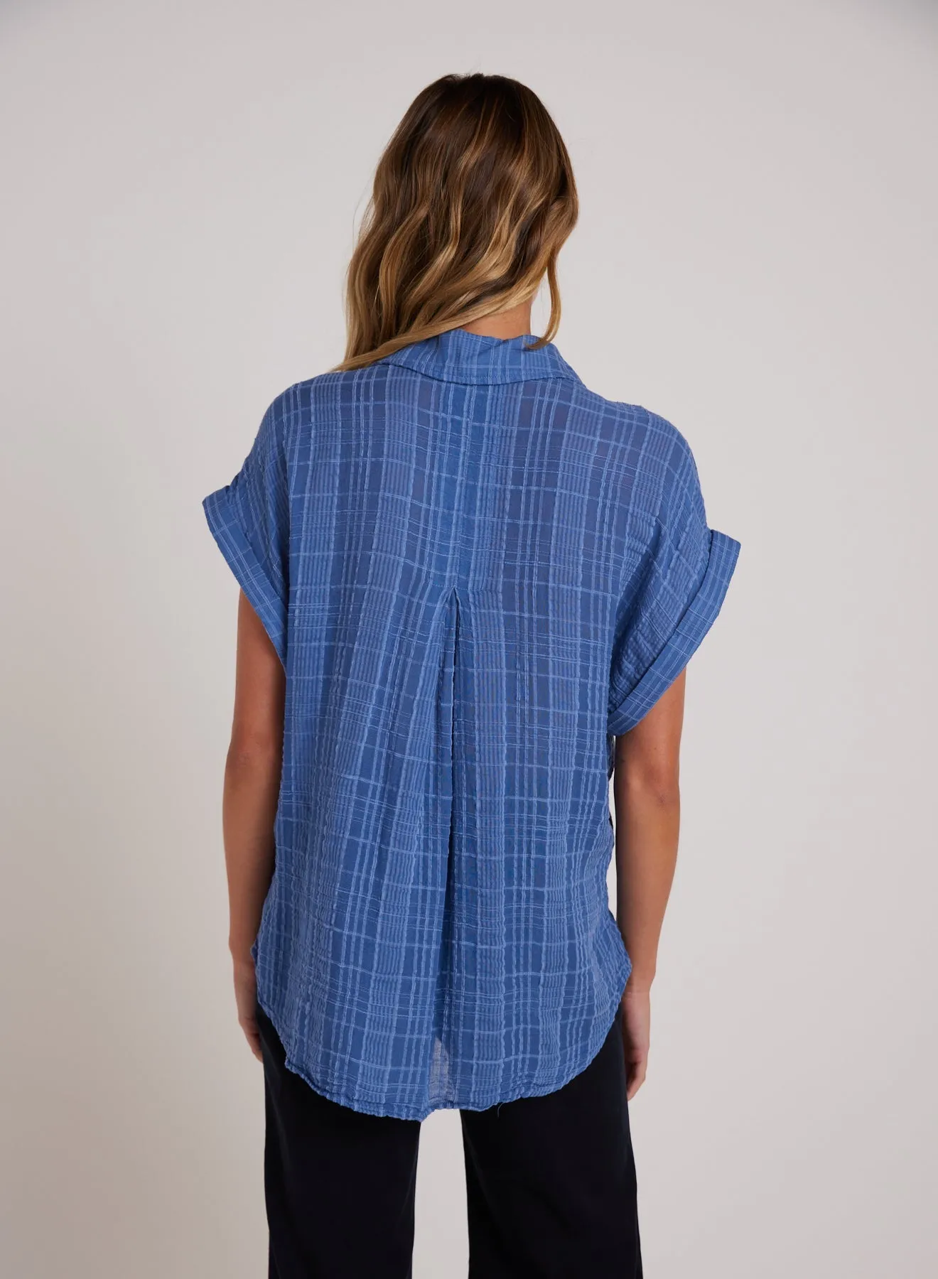 Short Sleeve Pocket Button Down - Bright Indigo