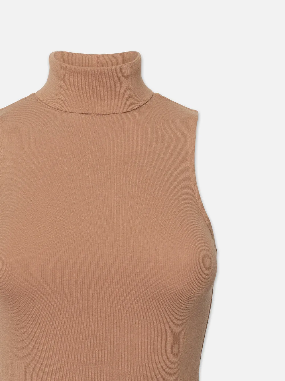 Sleeveless Turtleneck Top -- Camel