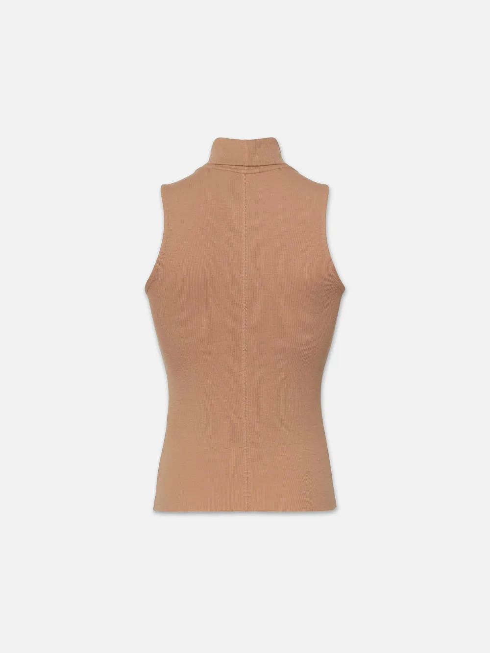 Sleeveless Turtleneck Top -- Camel