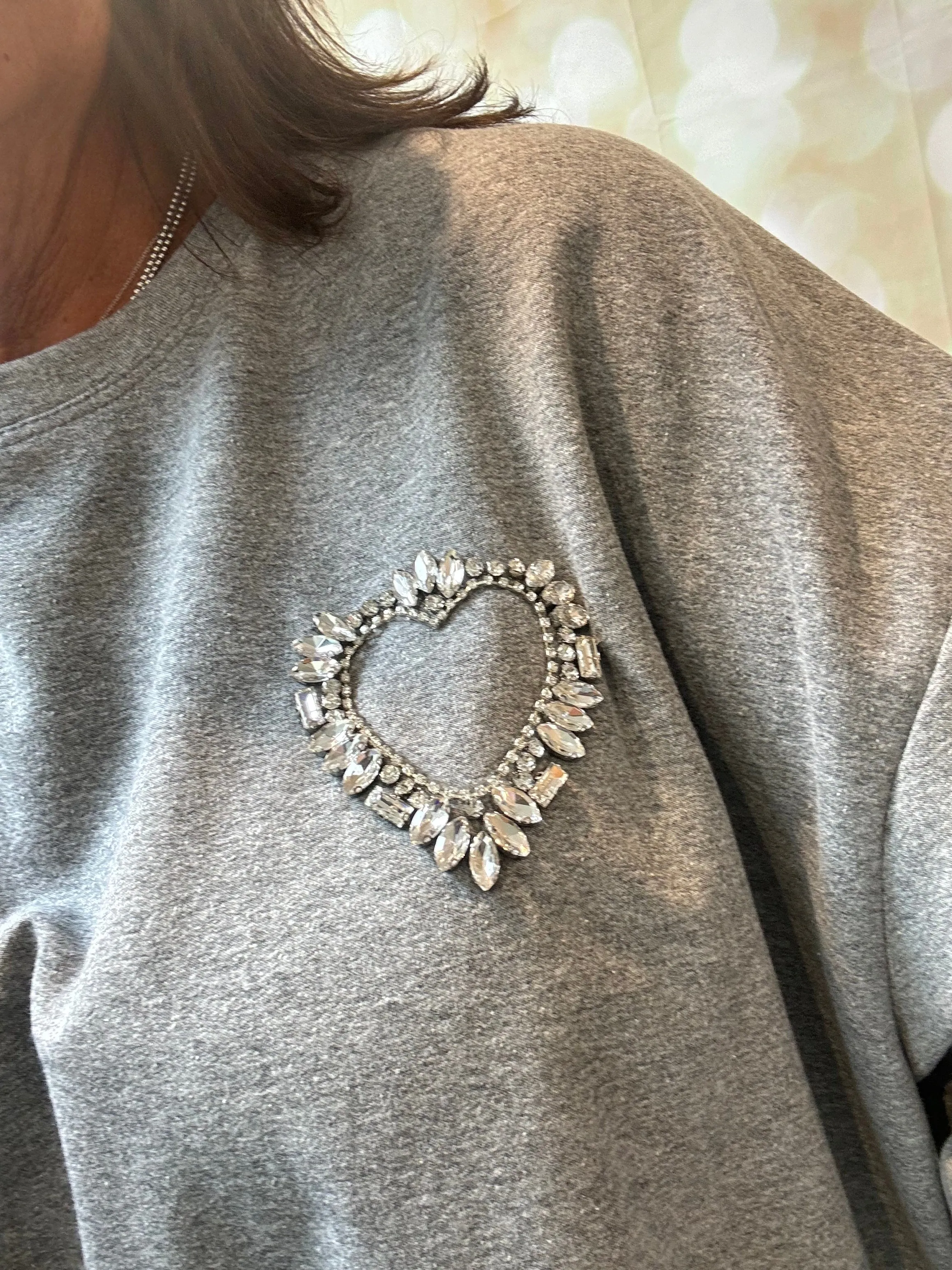 Sweatshirt with diamante heart