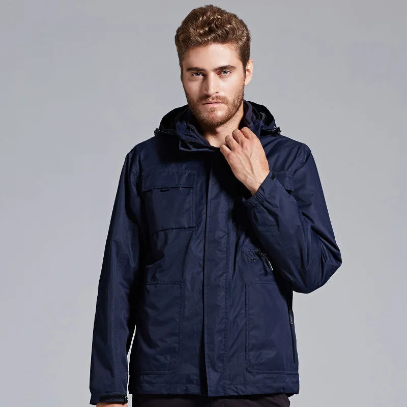 Three-in-one Windbreaker Thickened Removable Liner Cotton-padded Men Jacket