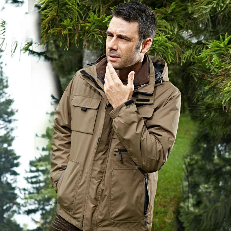 Three-in-one Windbreaker Thickened Removable Liner Cotton-padded Men Jacket