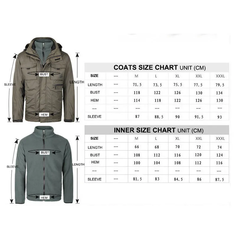 Three-in-one Windbreaker Thickened Removable Liner Cotton-padded Men Jacket