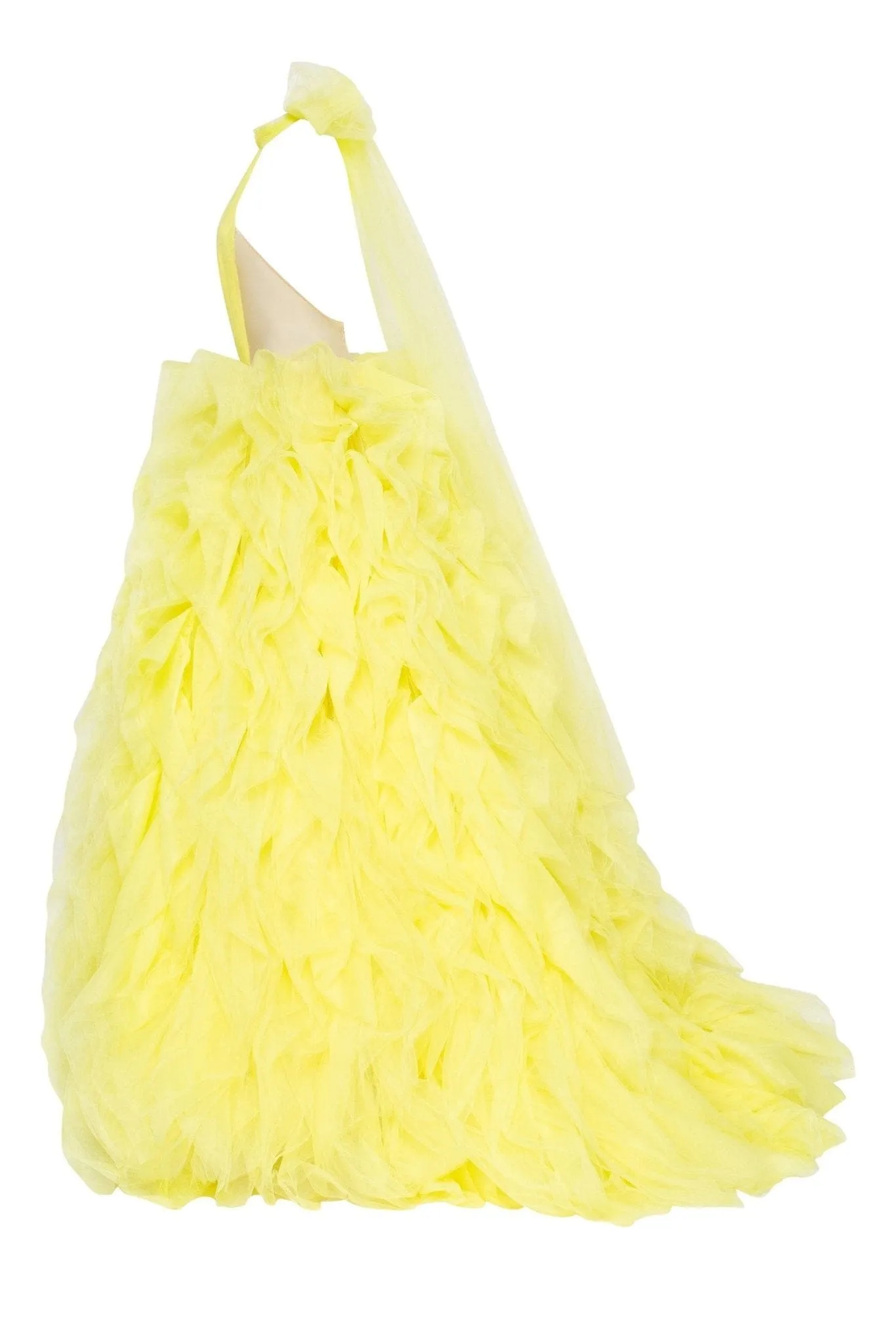 Turtleneck festive yellow evening gown