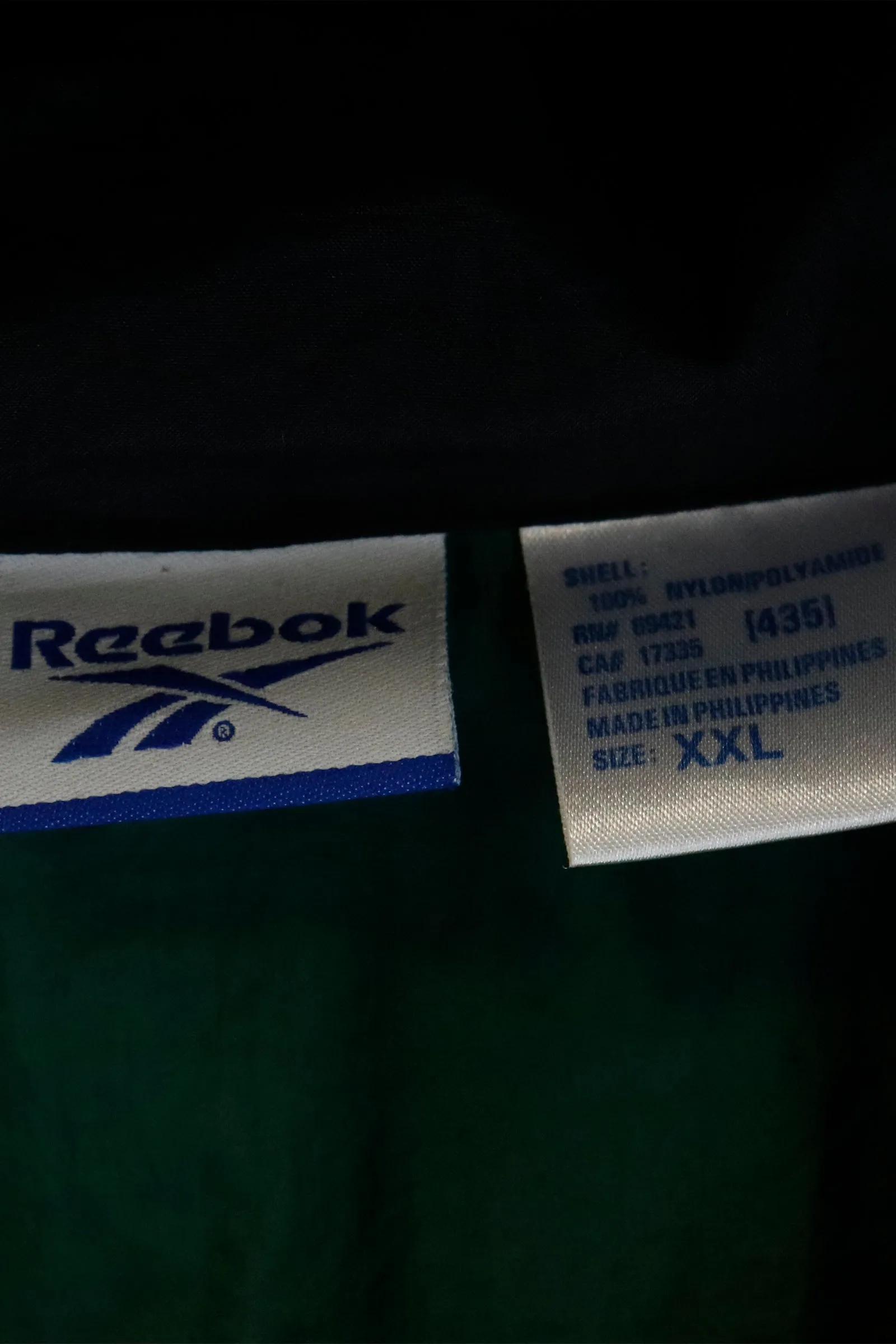 Vintage Reebok Full Zip Hidden Hood Windbreaker Sz 2XL