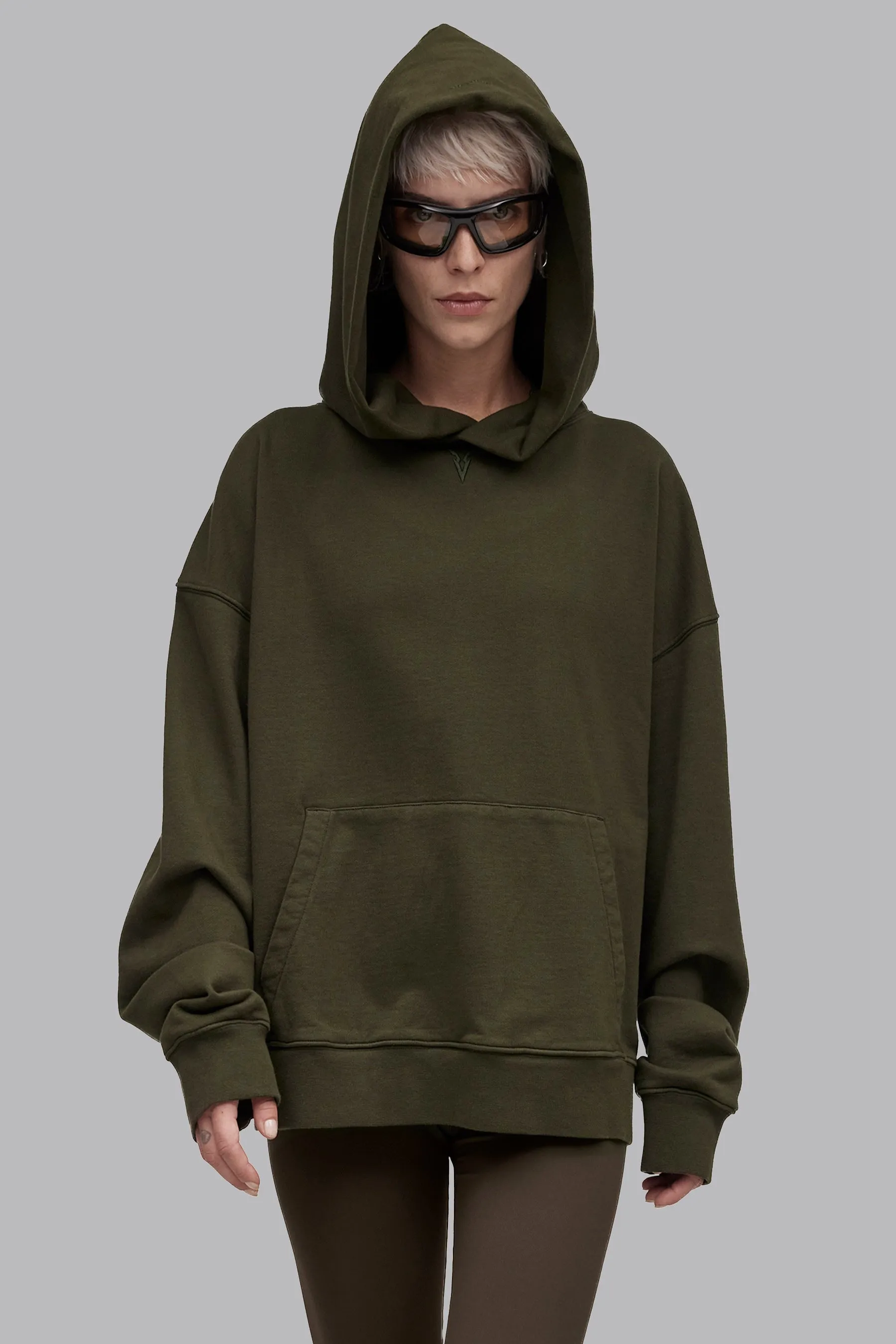 V_LYFE420 BOXY HOODIE - Khaki