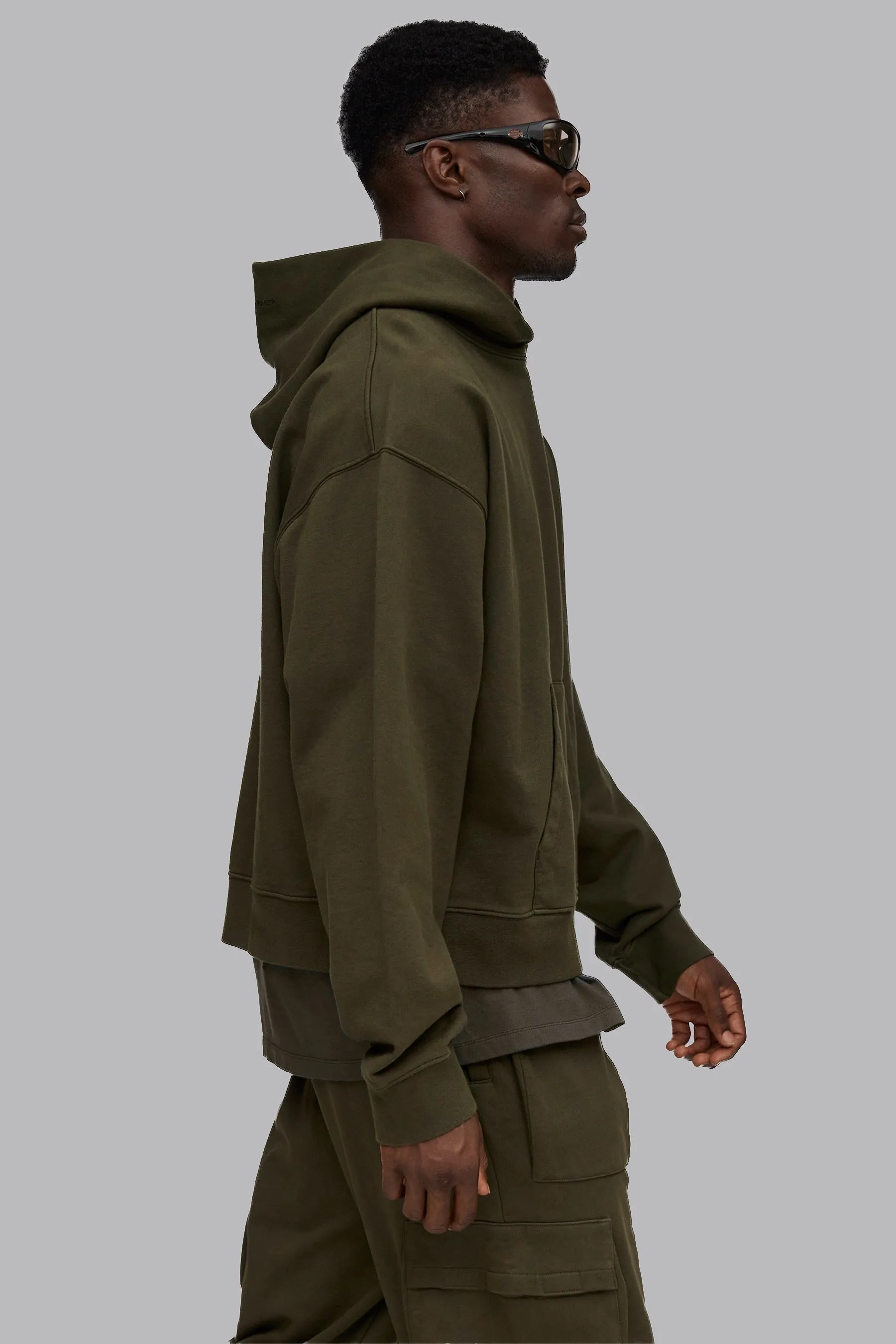 V_LYFE420 BOXY HOODIE - Khaki