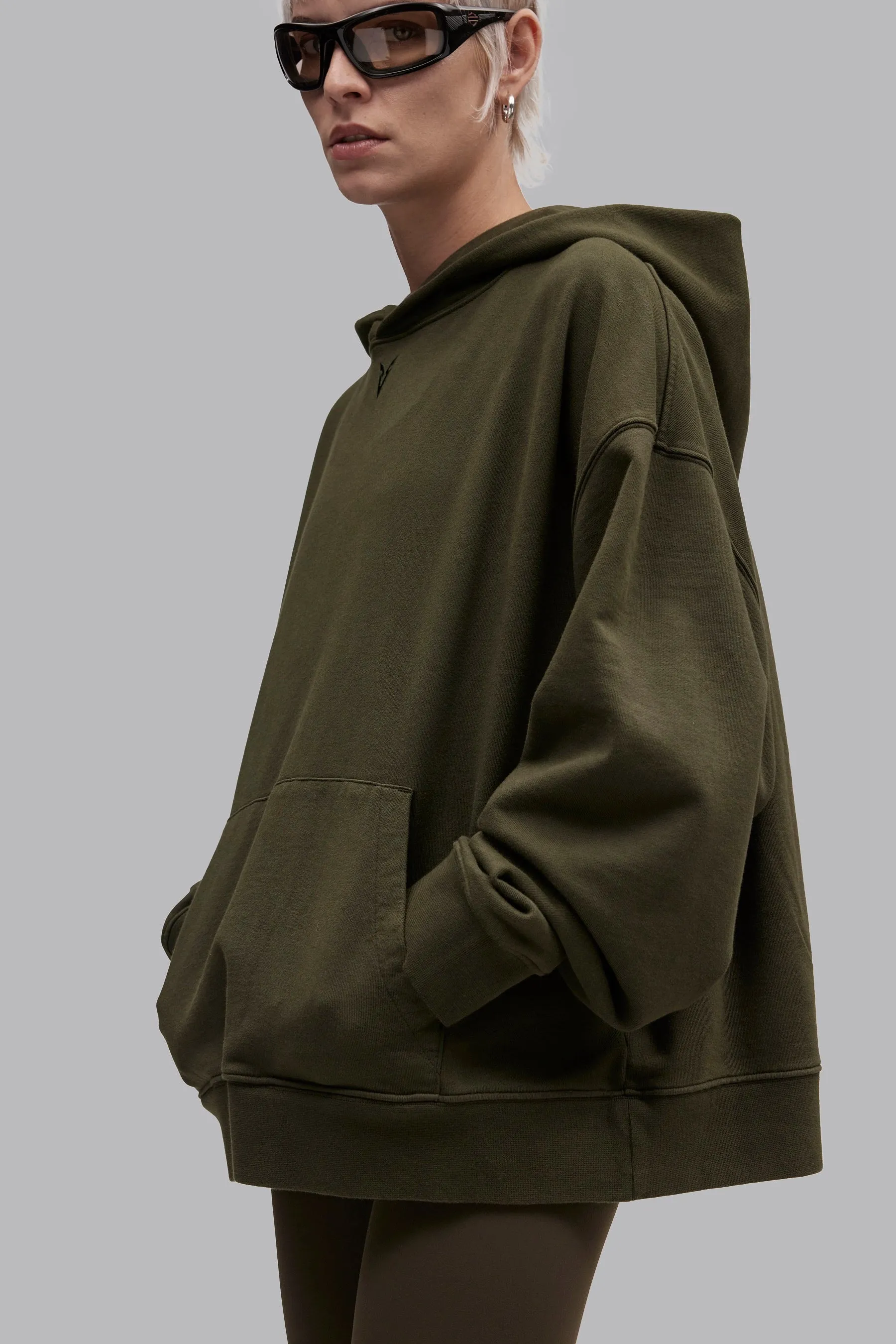 V_LYFE420 BOXY HOODIE - Khaki