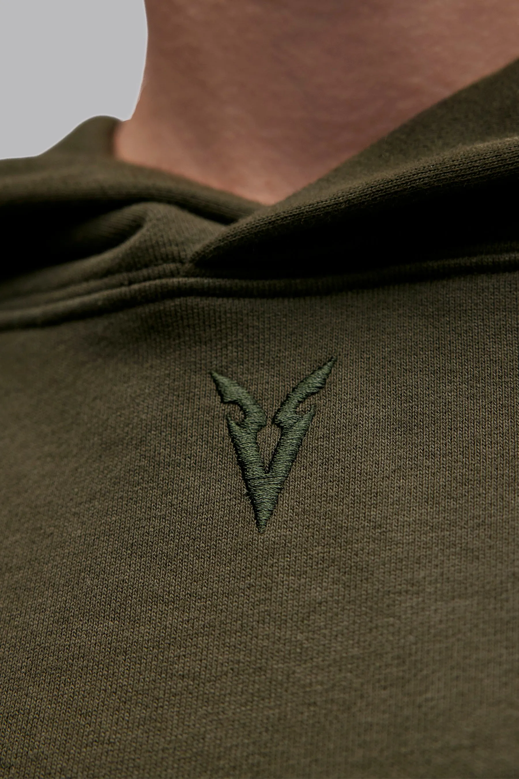 V_LYFE420 BOXY HOODIE - Khaki