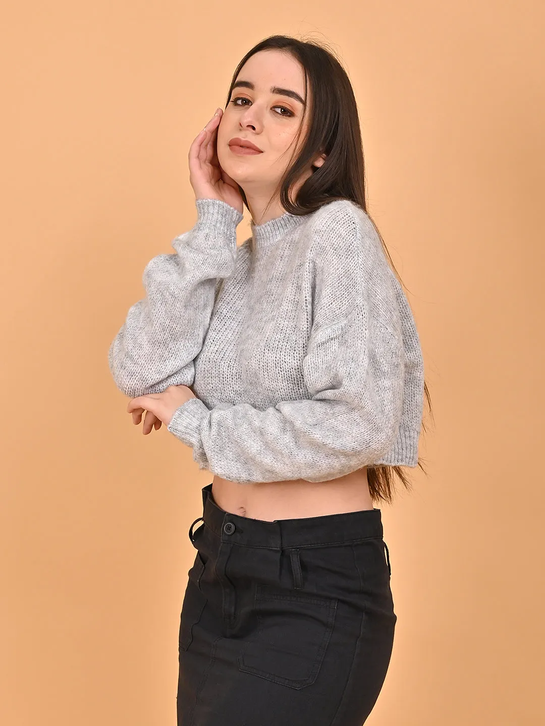 Women Grey Turtleneck Sweater